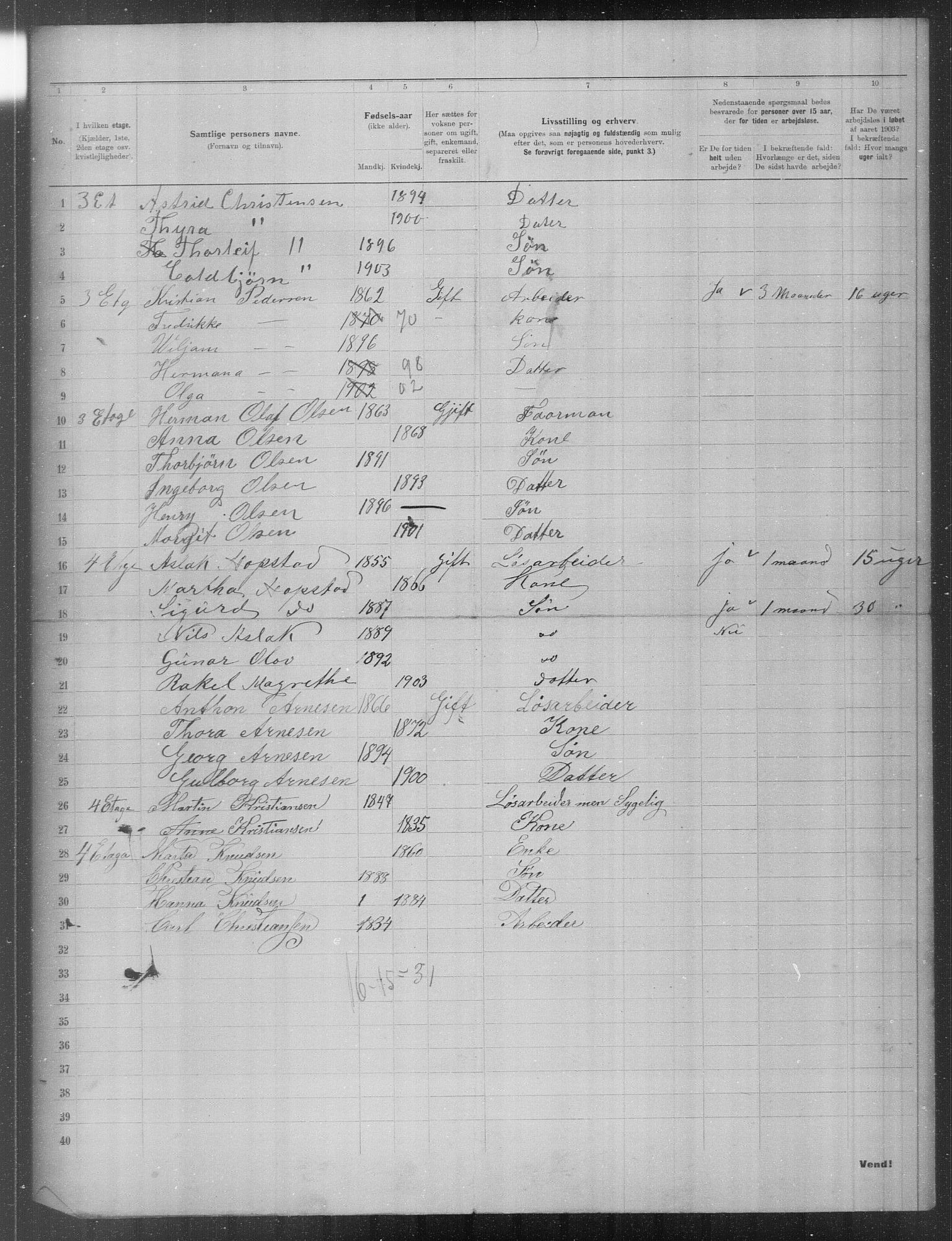 OBA, Municipal Census 1903 for Kristiania, 1903, p. 18727