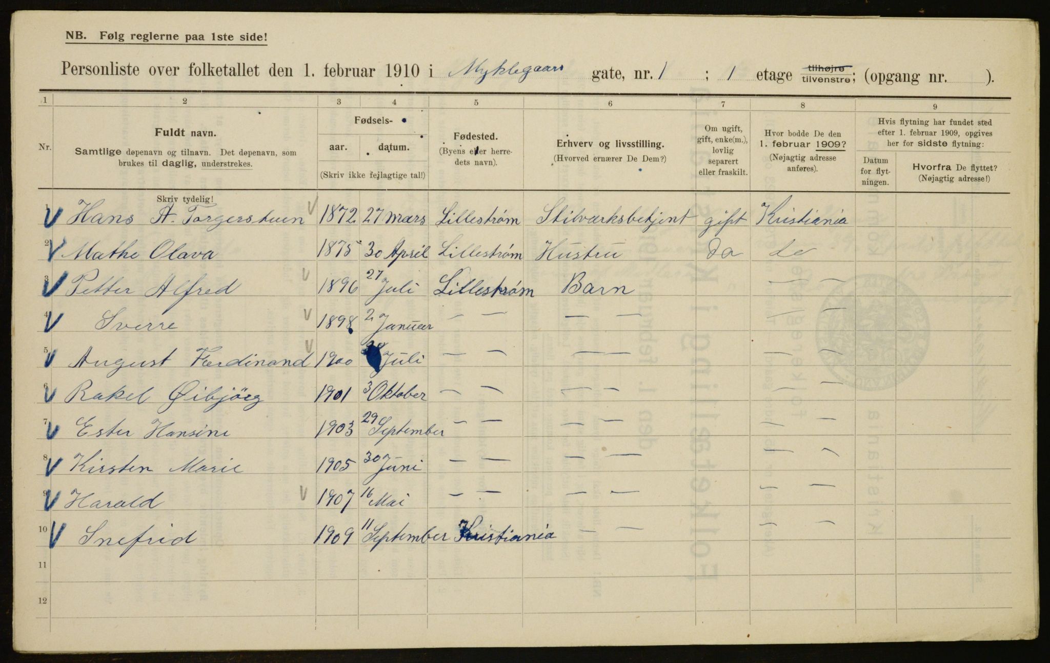 OBA, Municipal Census 1910 for Kristiania, 1910, p. 65828