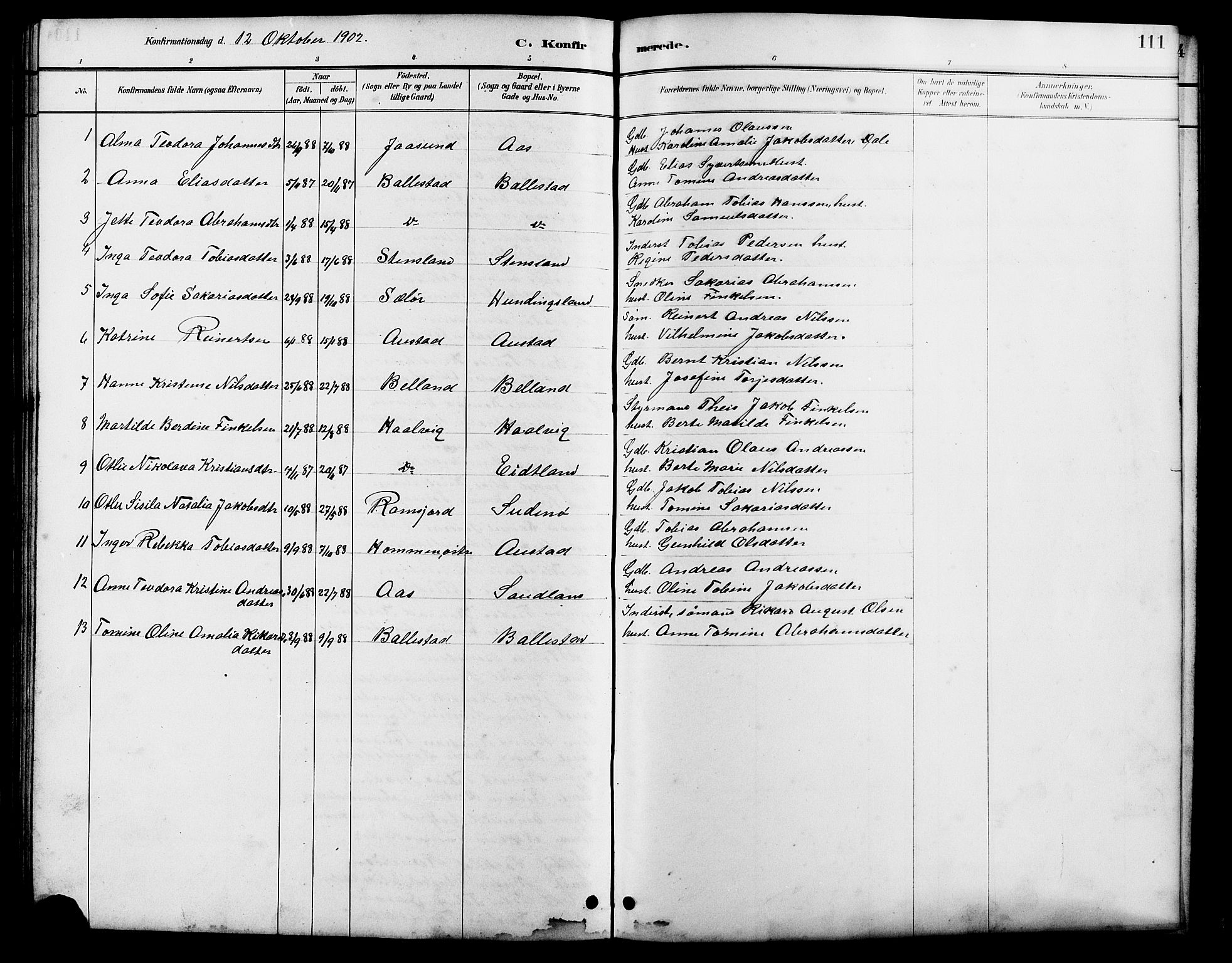Lyngdal sokneprestkontor, SAK/1111-0029/F/Fb/Fba/L0003: Parish register (copy) no. B 3, 1886-1903, p. 111