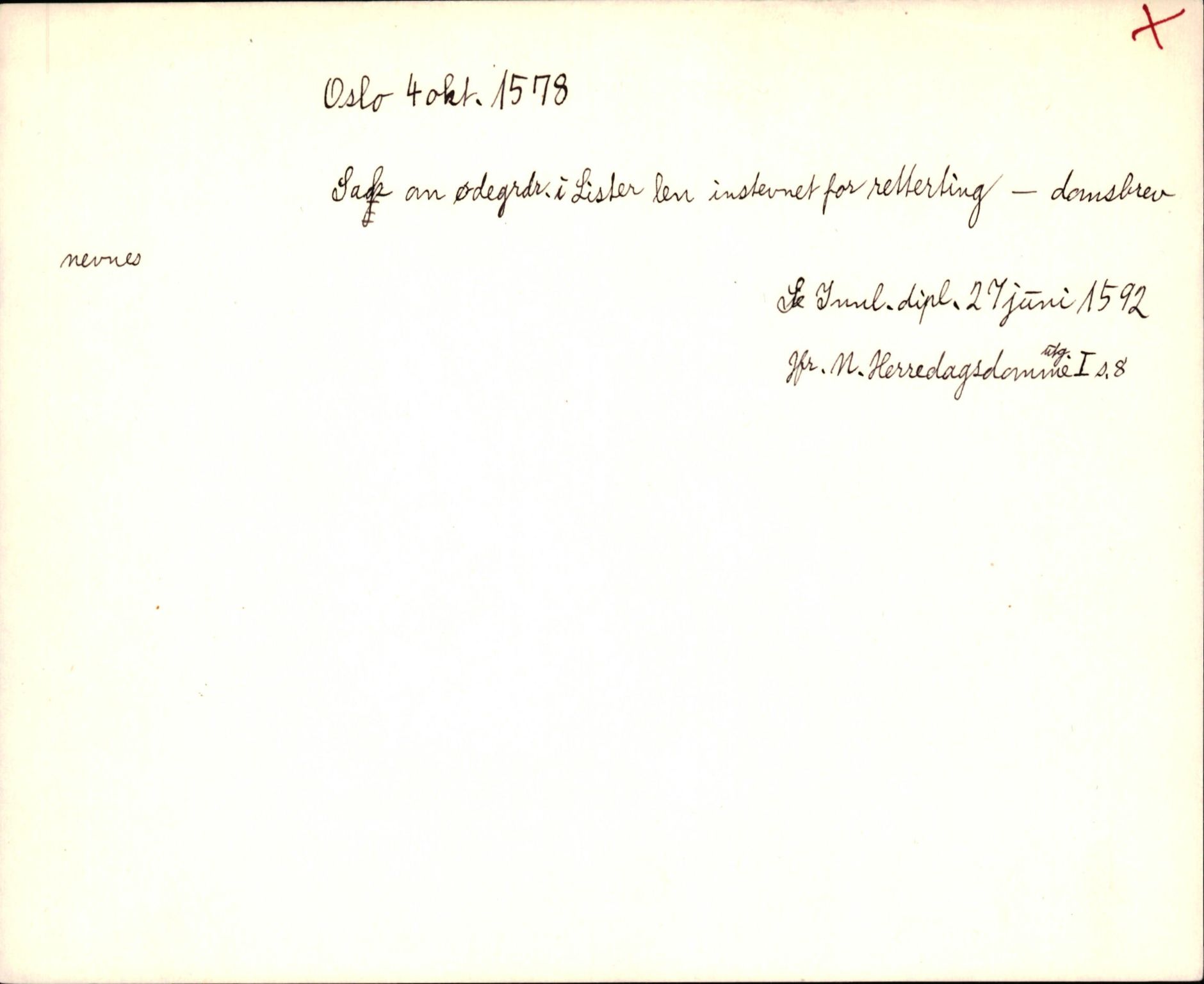 Riksarkivets diplomsamling, AV/RA-EA-5965/F35/F35d/L0001: Innlånte diplomer, seddelregister, 1316-1591, p. 453