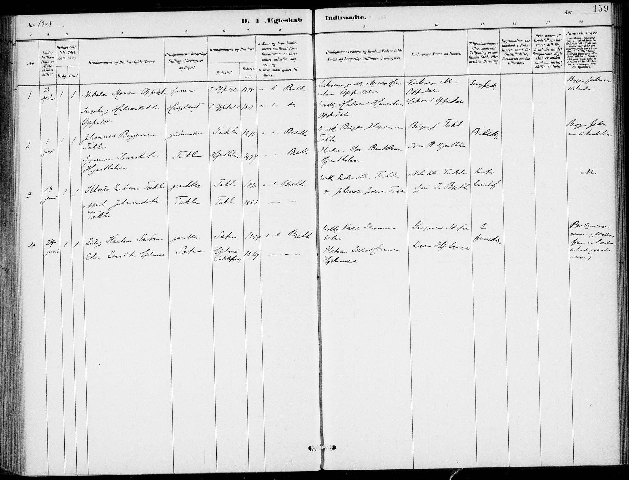 Gulen sokneprestembete, SAB/A-80201/H/Haa/Haac/L0002: Parish register (official) no. C  2, 1882-1914, p. 159