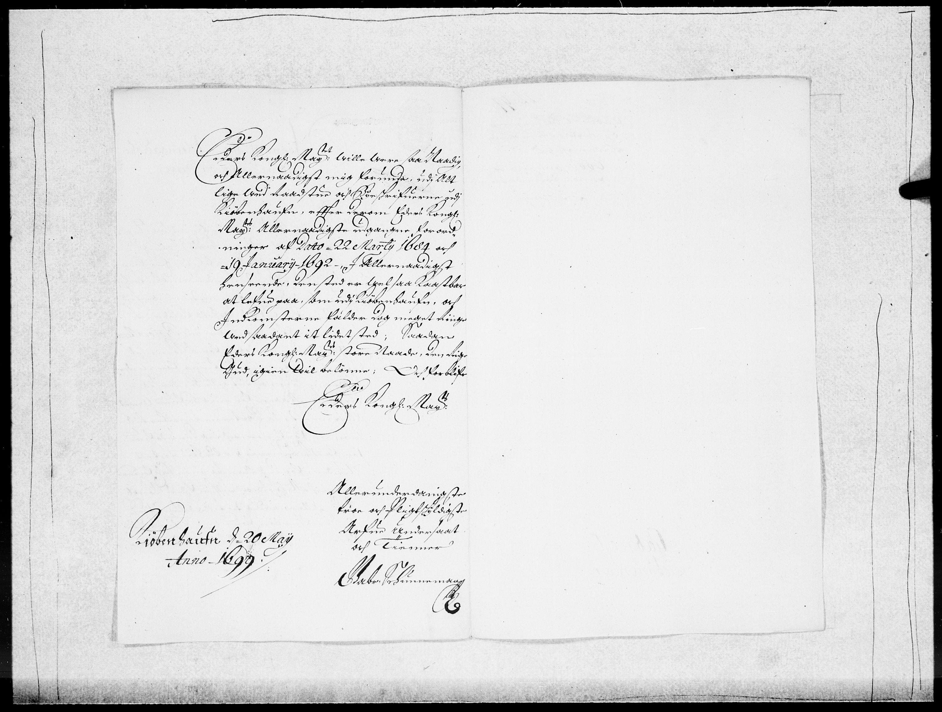 Danske Kanselli 1572-1799, AV/RA-EA-3023/F/Fc/Fcc/Fcca/L0048: Norske innlegg 1572-1799, 1697-1699, p. 420