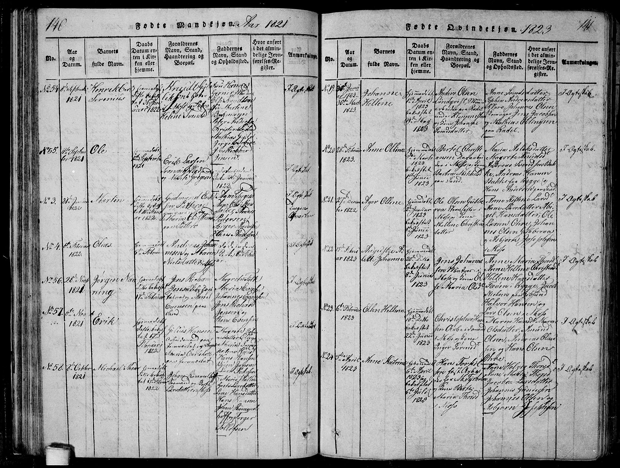 Moss prestekontor Kirkebøker, SAO/A-2003/F/Fa/L0005: Parish register (official) no. I 5, 1814-1828, p. 140-141