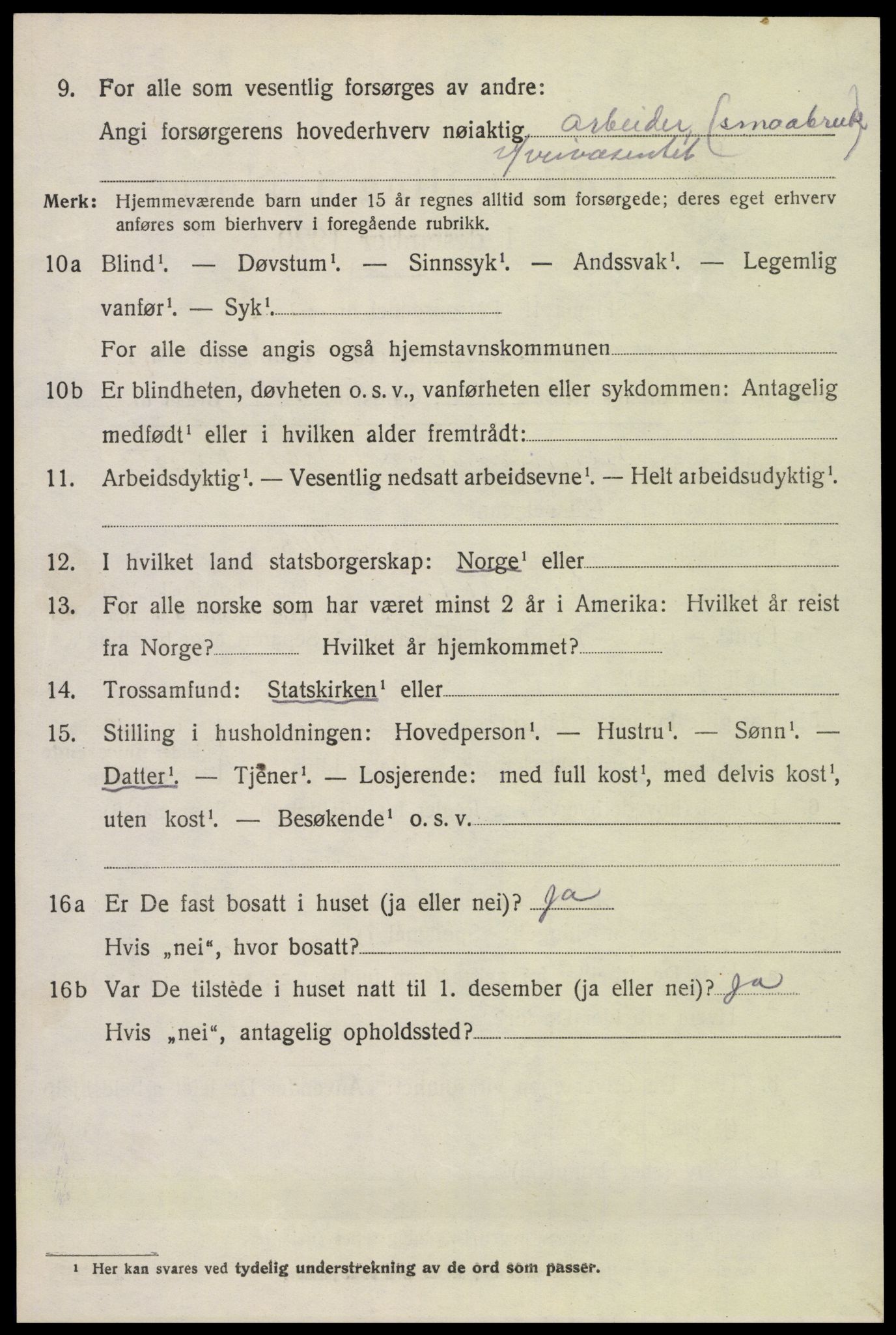 SAK, 1920 census for Hylestad, 1920, p. 1115