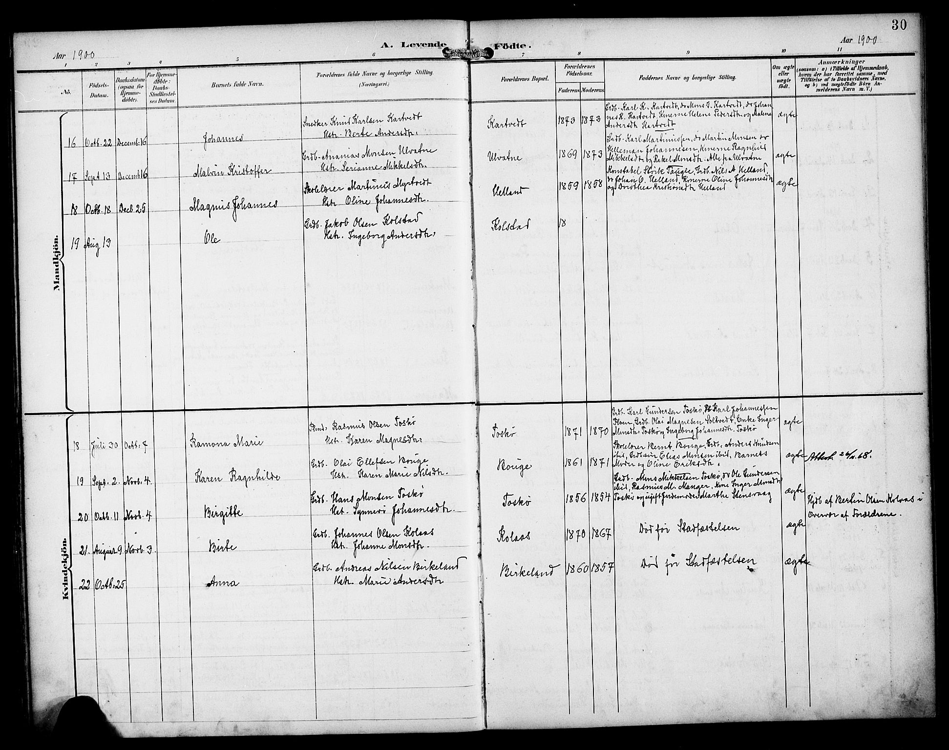 Manger sokneprestembete, SAB/A-76801/H/Haa: Parish register (official) no. B 2, 1893-1906, p. 30