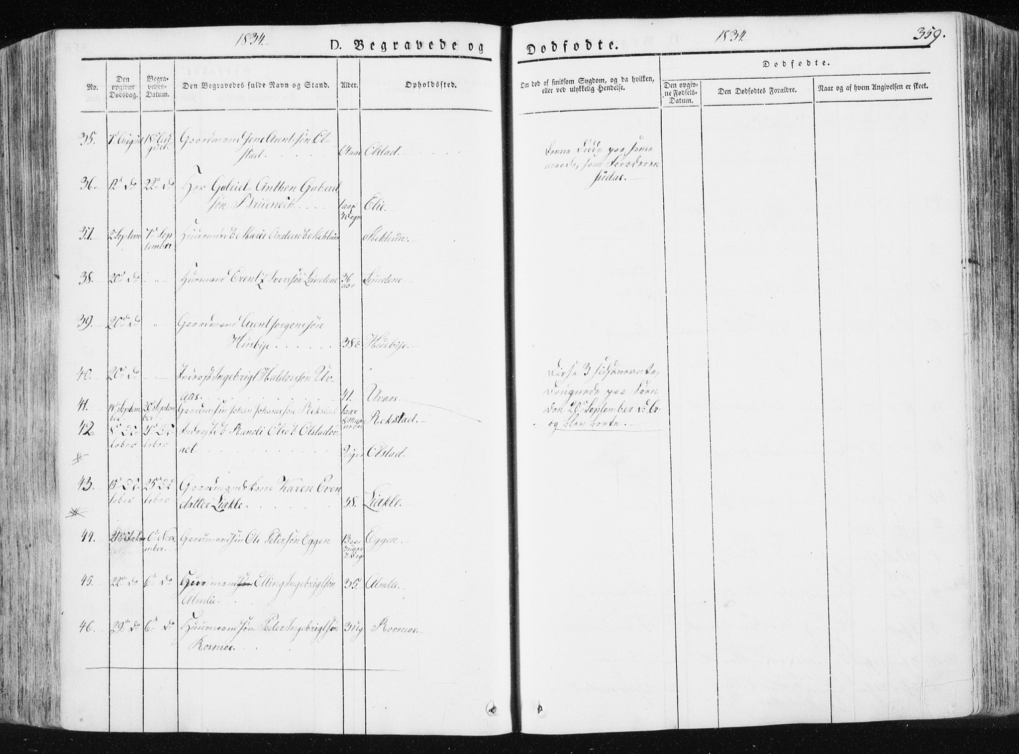 Ministerialprotokoller, klokkerbøker og fødselsregistre - Sør-Trøndelag, SAT/A-1456/665/L0771: Parish register (official) no. 665A06, 1830-1856, p. 359