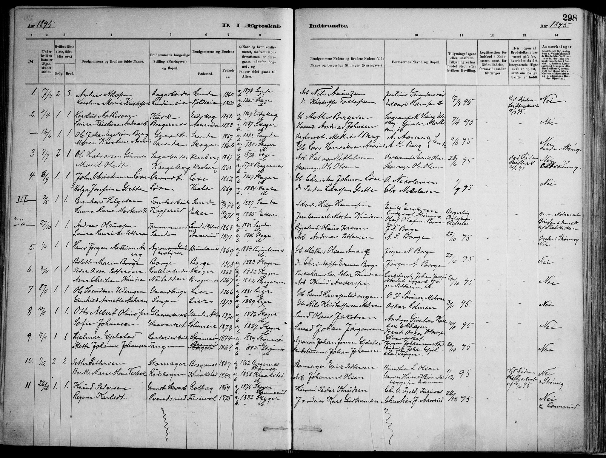 Skoger kirkebøker, AV/SAKO-A-59/F/Fa/L0006: Parish register (official) no. I 6, 1885-1910, p. 298