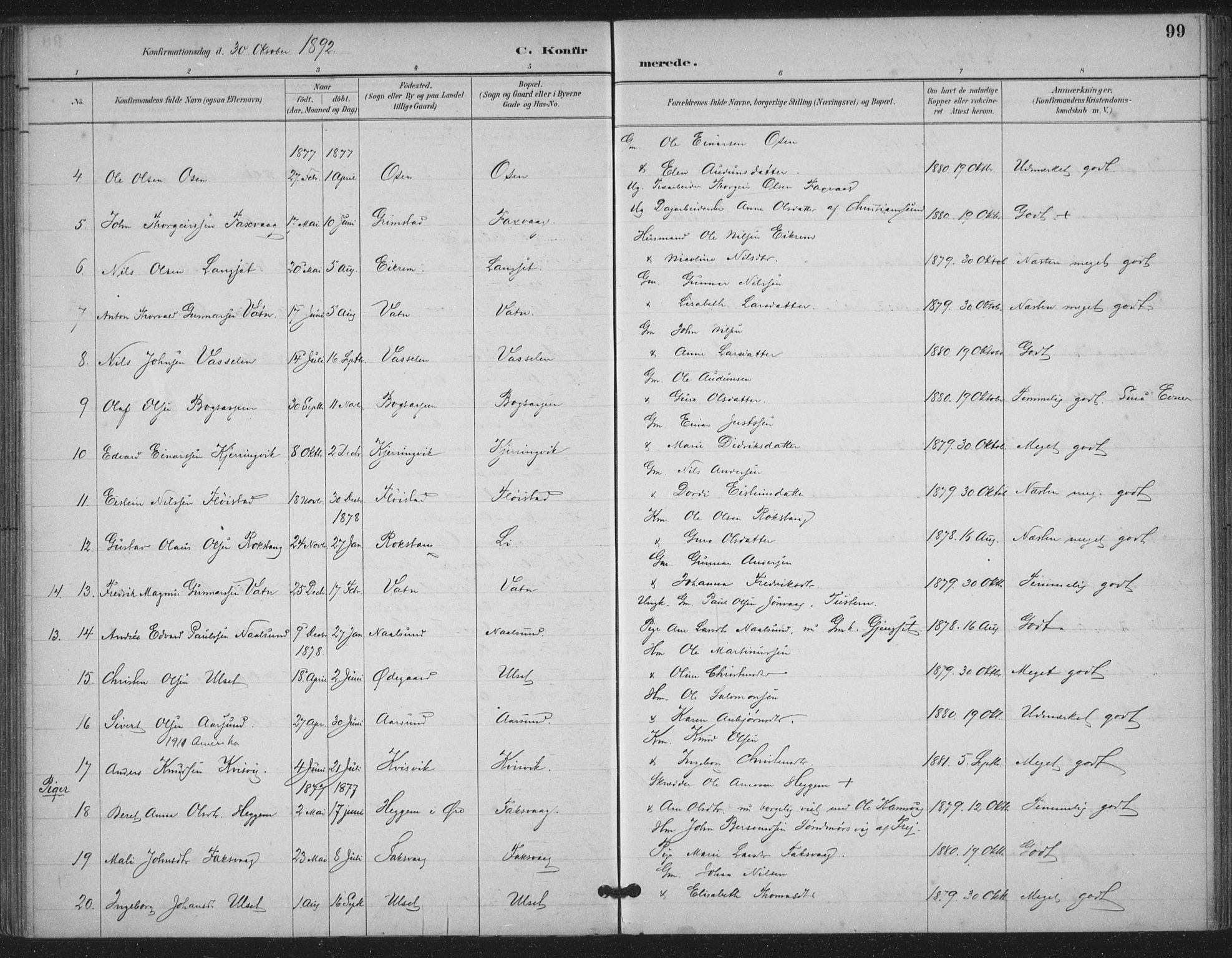 Ministerialprotokoller, klokkerbøker og fødselsregistre - Møre og Romsdal, AV/SAT-A-1454/587/L1000: Parish register (official) no. 587A02, 1887-1910, p. 99