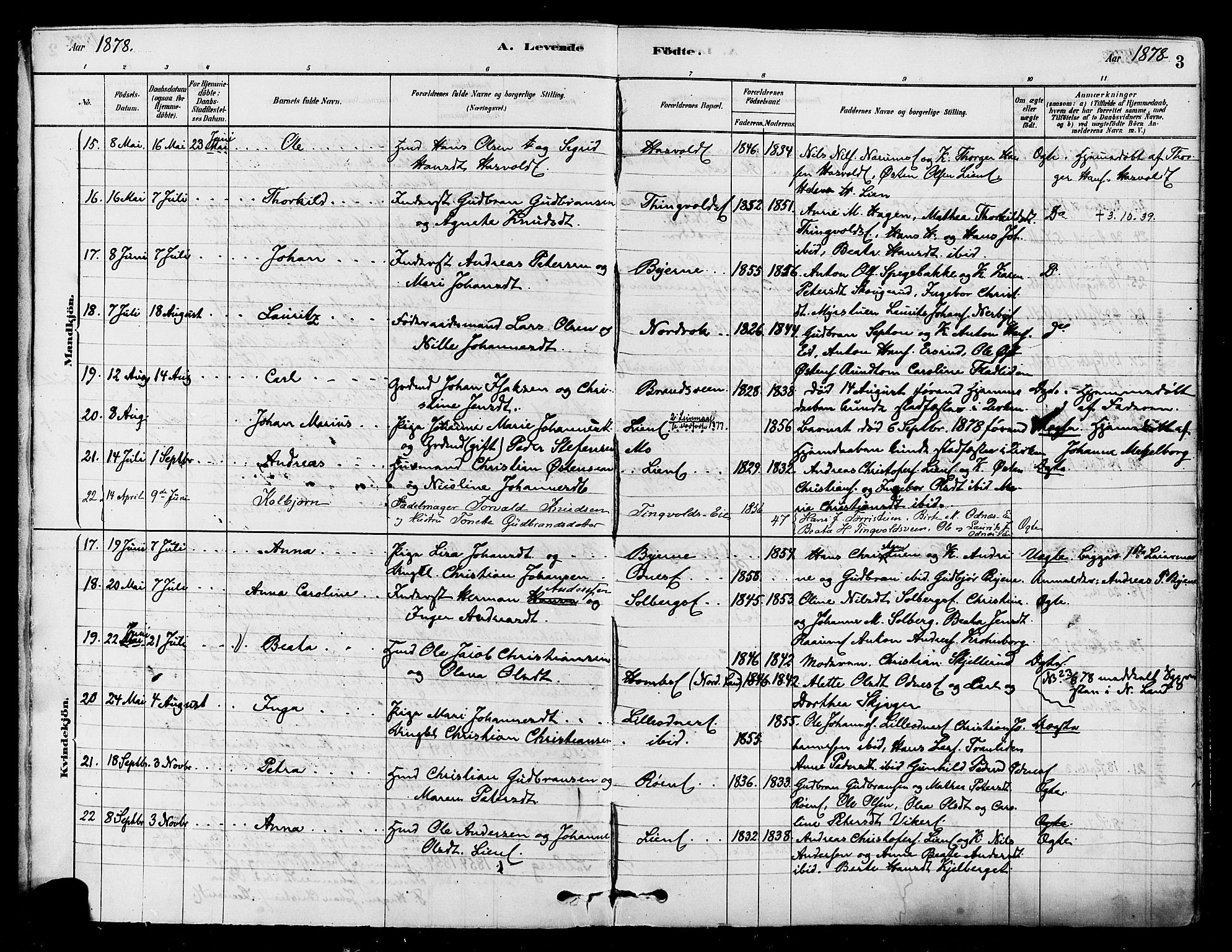 Søndre Land prestekontor, SAH/PREST-122/K/L0002: Parish register (official) no. 2, 1878-1894, p. 3