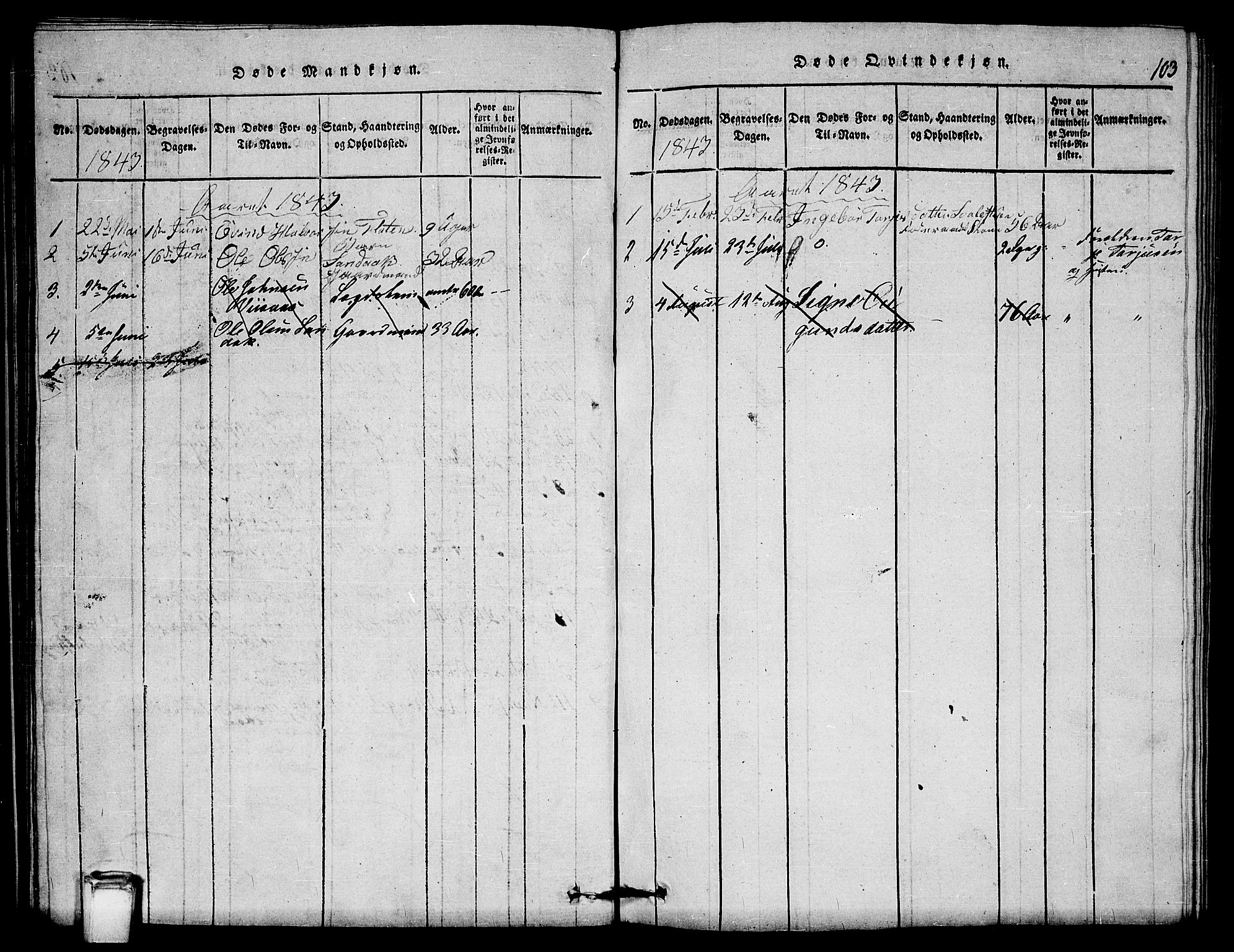 Vinje kirkebøker, SAKO/A-312/G/Gb/L0001: Parish register (copy) no. II 1, 1814-1843, p. 103