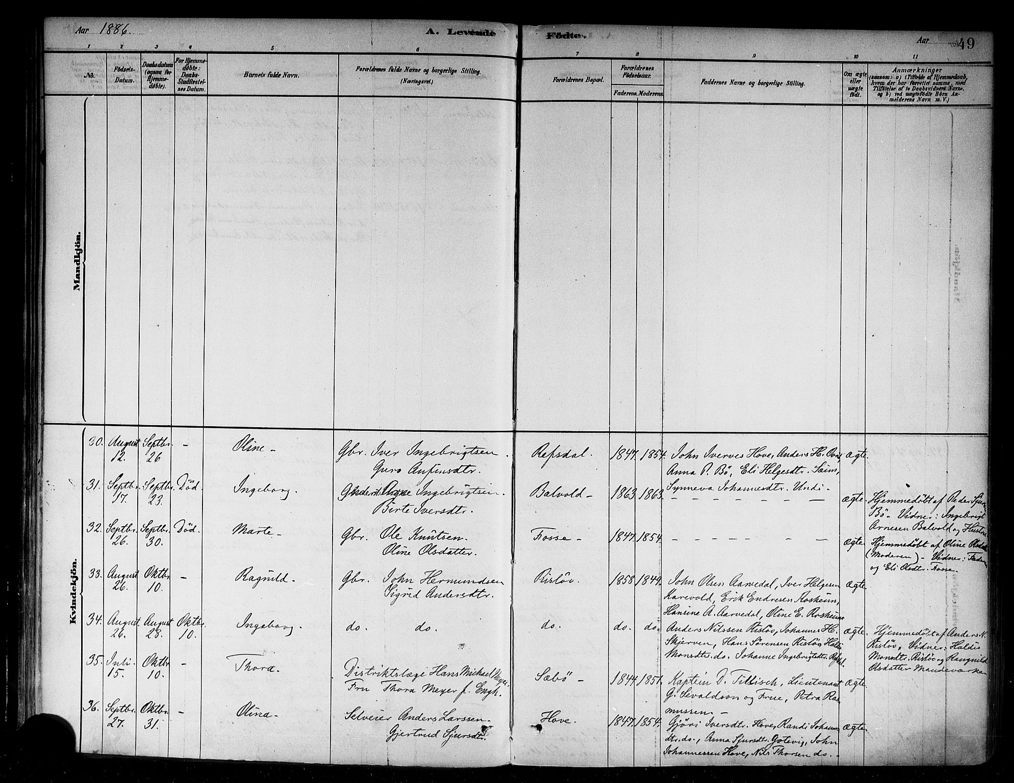 Vik sokneprestembete, AV/SAB-A-81501/H/Haa/Haab/L0001: Parish register (official) no. B 1, 1878-1890, p. 49