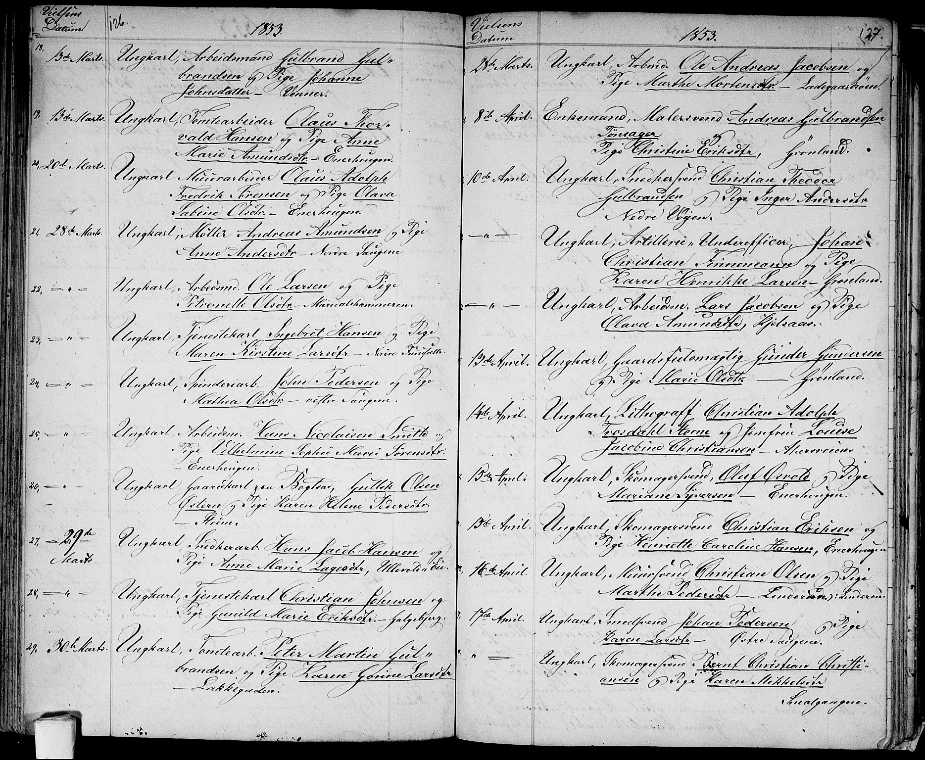 Aker prestekontor kirkebøker, SAO/A-10861/G/L0011: Parish register (copy) no. 11, 1846-1859, p. 126-127