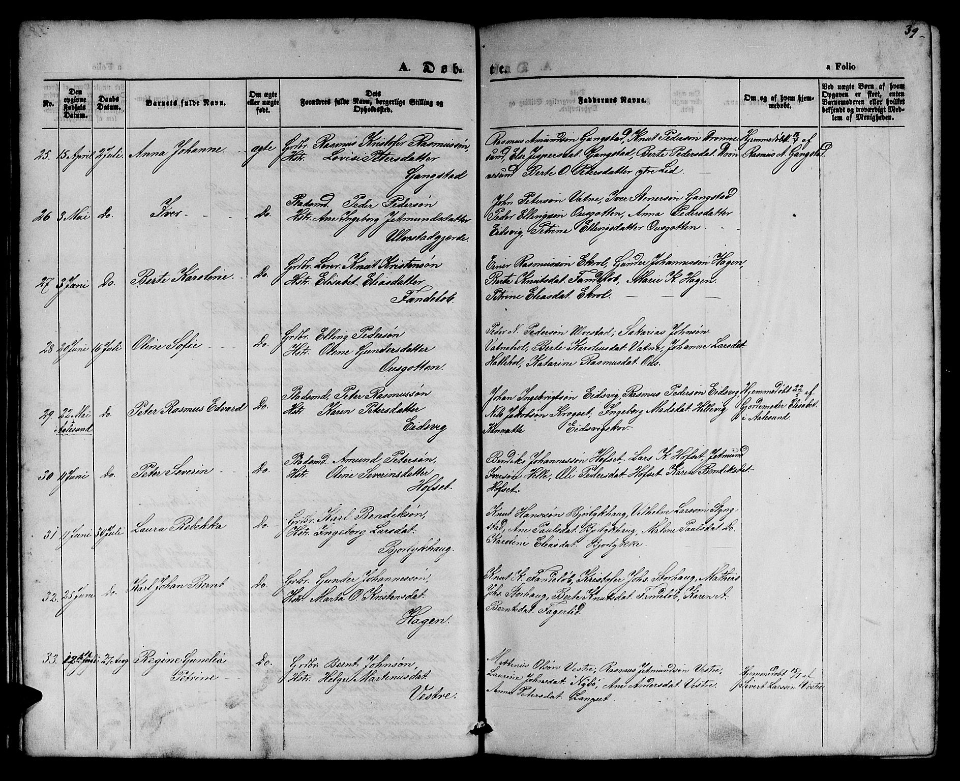 Ministerialprotokoller, klokkerbøker og fødselsregistre - Møre og Romsdal, SAT/A-1454/525/L0375: Parish register (copy) no. 525C01, 1865-1879, p. 39