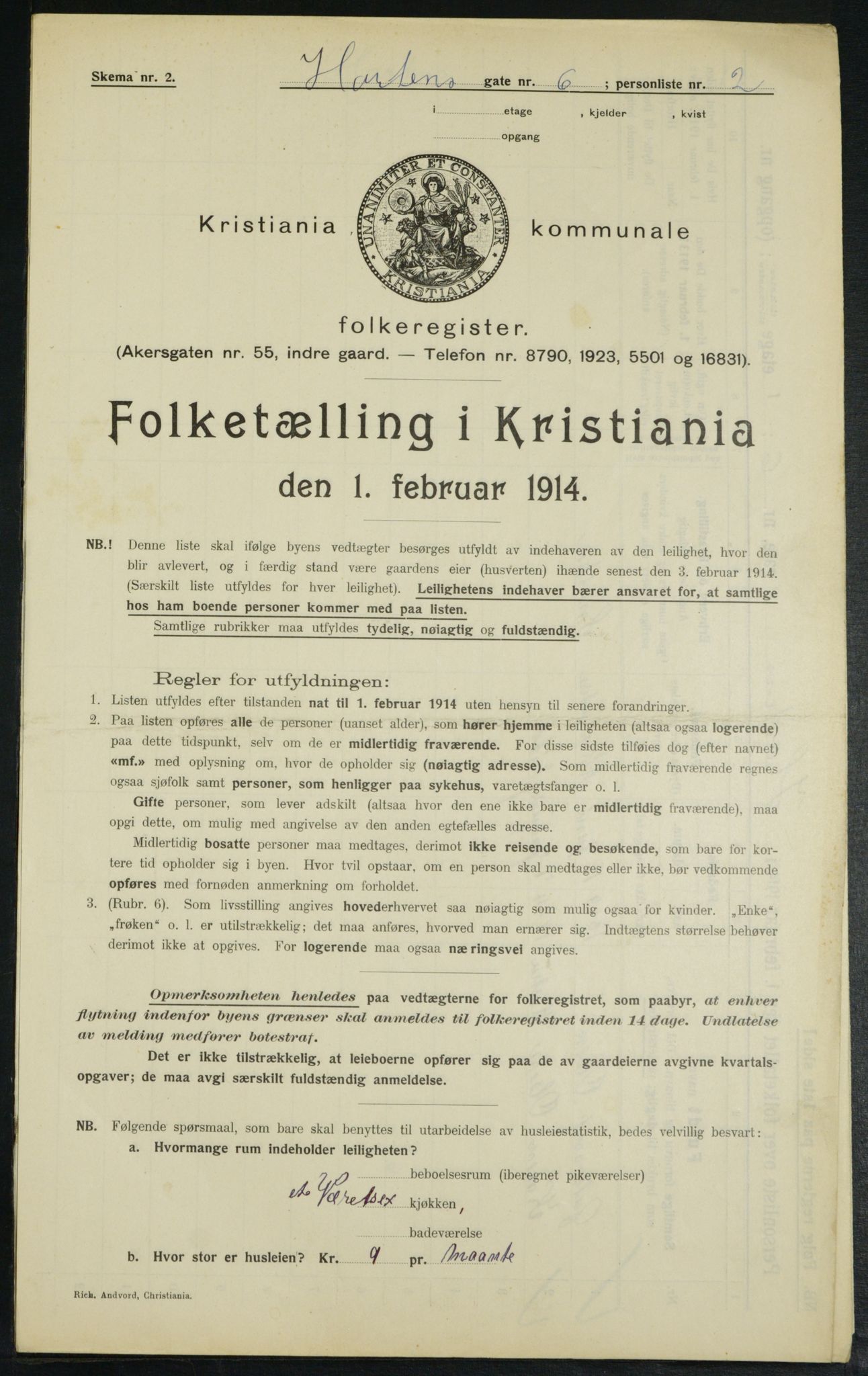 OBA, Municipal Census 1914 for Kristiania, 1914, p. 41483