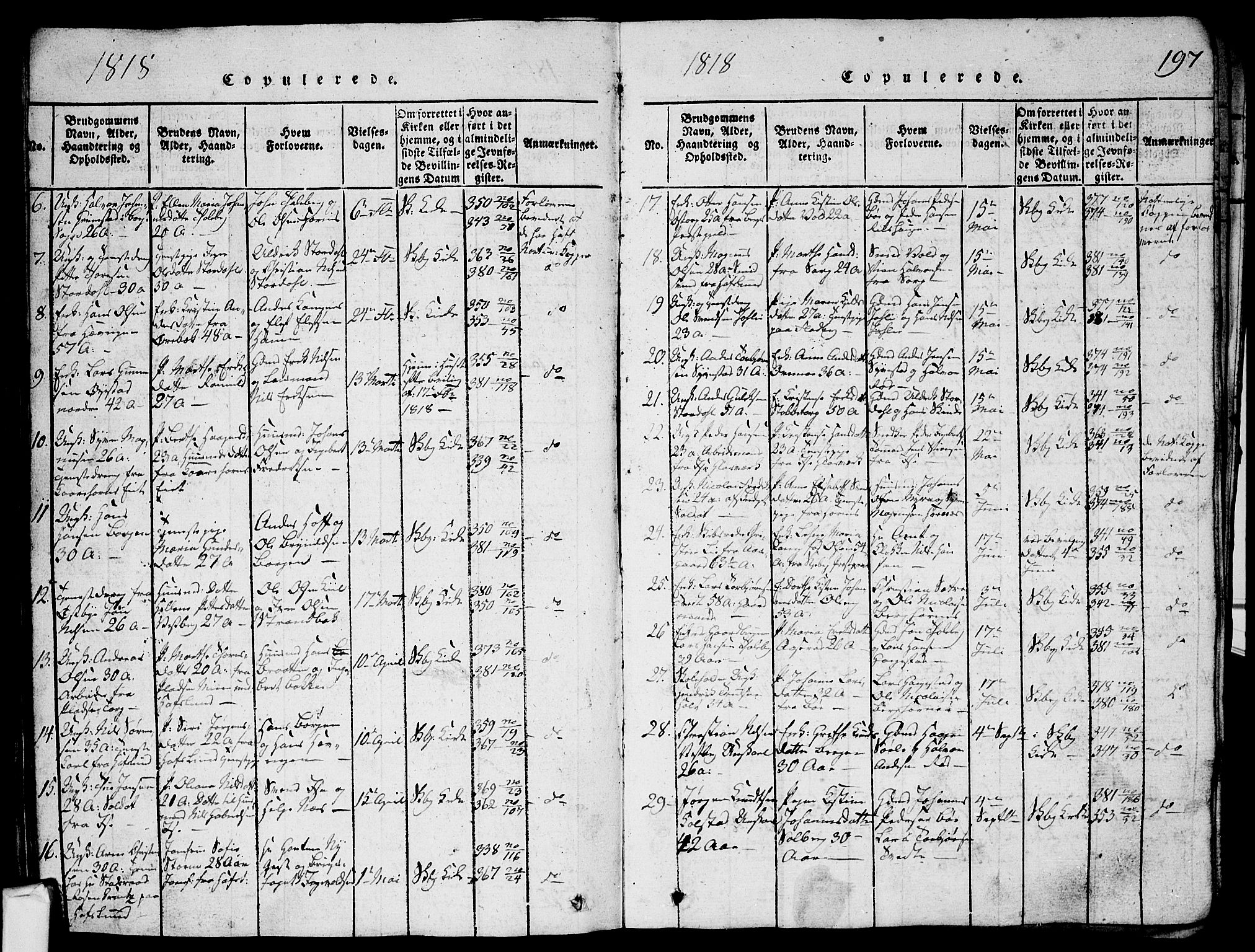 Skjeberg prestekontor Kirkebøker, SAO/A-10923/G/Ga/L0001: Parish register (copy) no. I 1, 1815-1830, p. 197