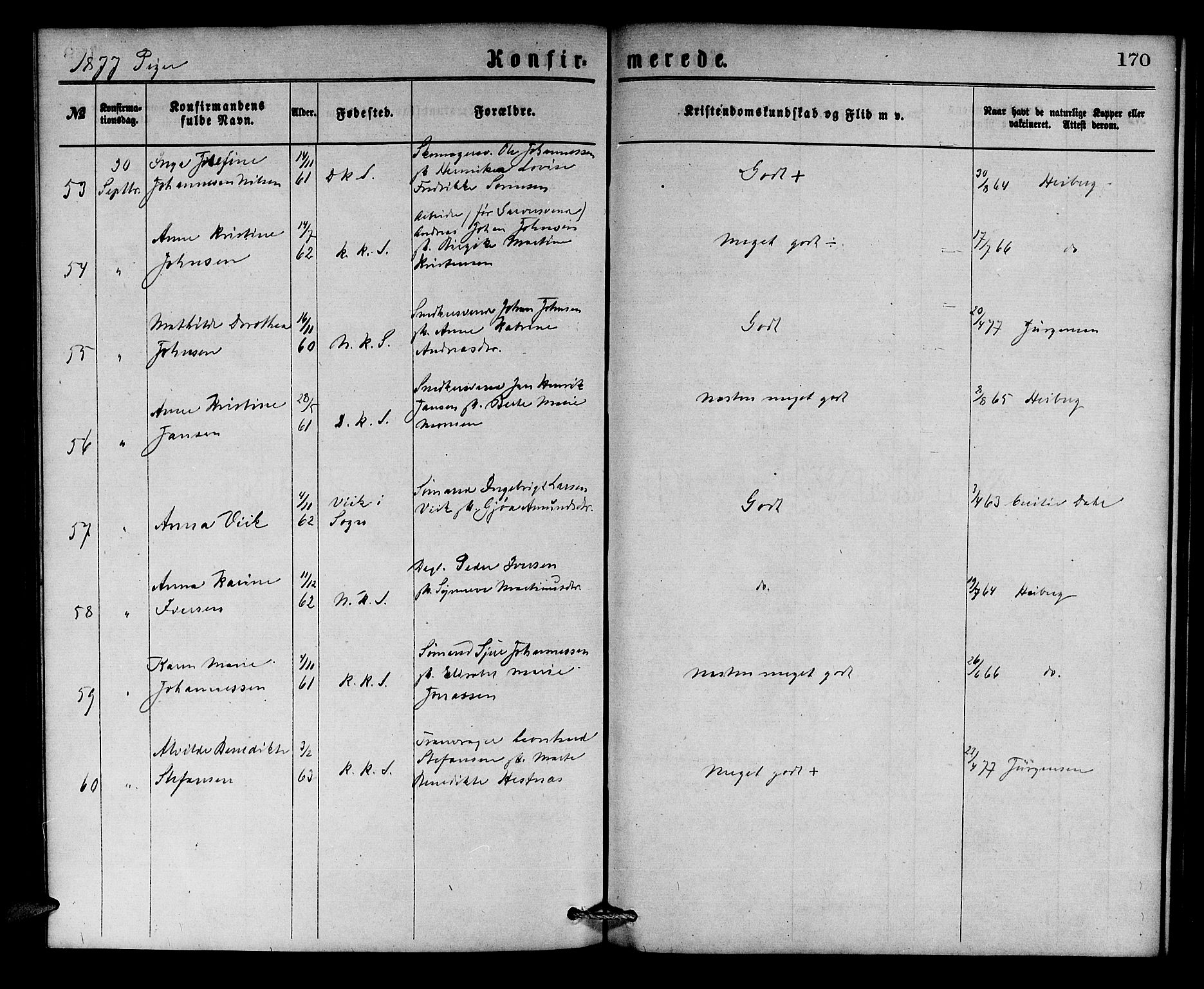 Korskirken sokneprestembete, SAB/A-76101/H/Hab: Parish register (copy) no. C 2, 1869-1879, p. 170