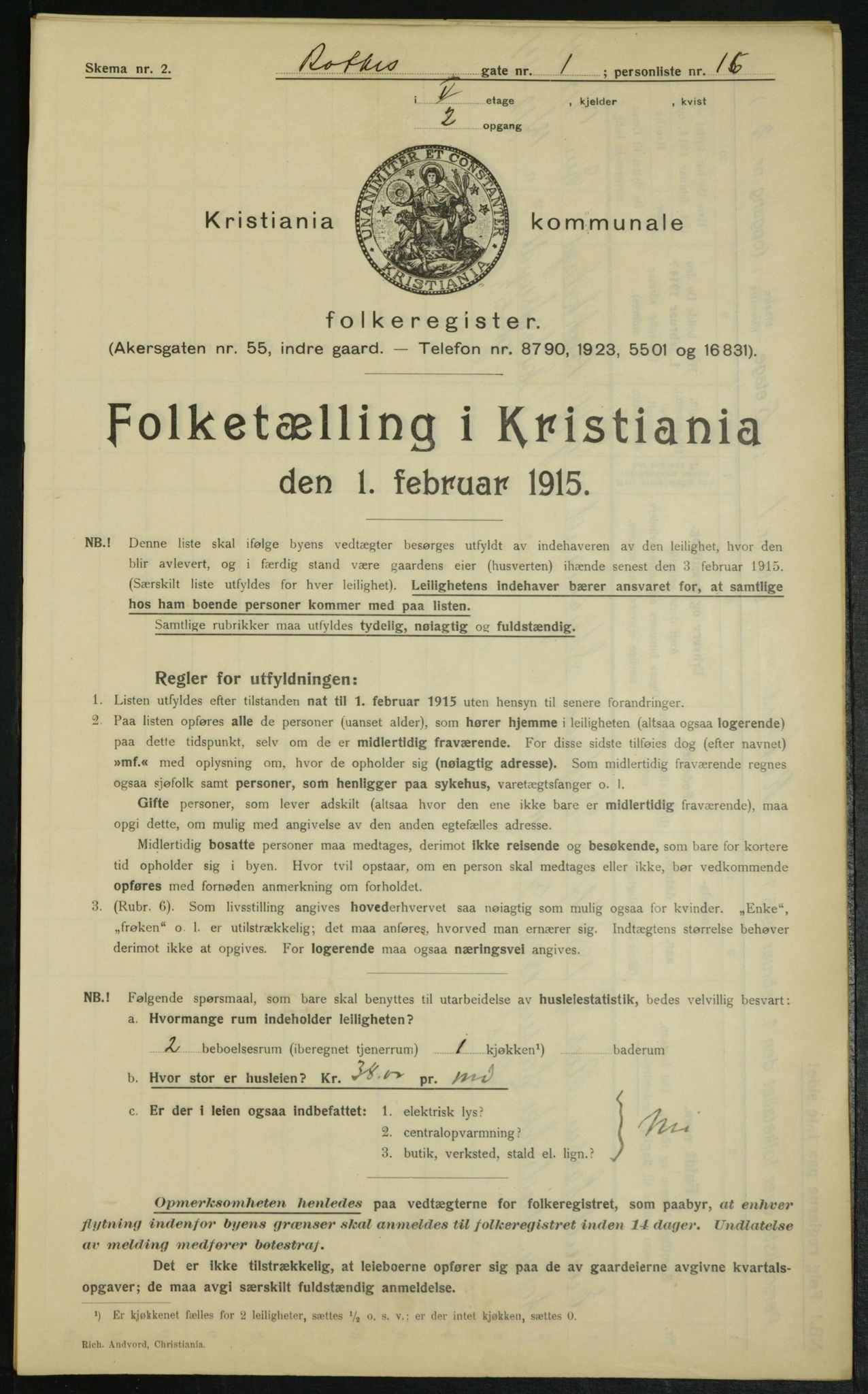 OBA, Municipal Census 1915 for Kristiania, 1915, p. 81652