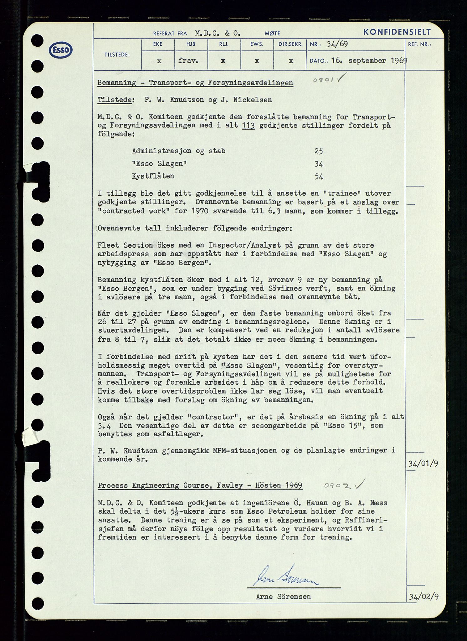 Pa 0982 - Esso Norge A/S, AV/SAST-A-100448/A/Aa/L0003/0001: Den administrerende direksjon Board minutes (styrereferater) og Bedriftforsamlingsprotokoll / Den administrerende direksjon Board minutes (styrereferater), 1969, p. 180