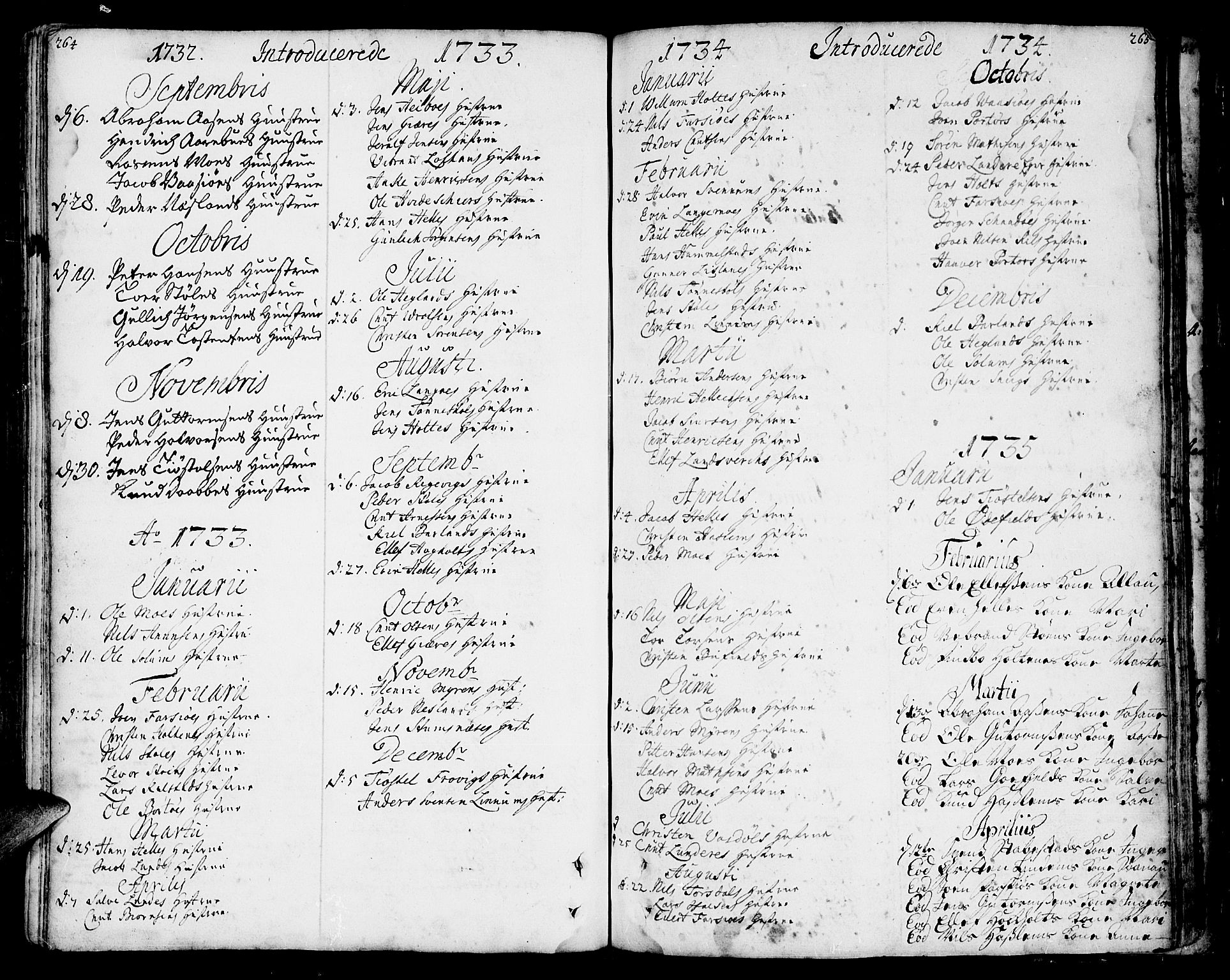 Sannidal kirkebøker, SAKO/A-296/F/Fa/L0001: Parish register (official) no. 1, 1702-1766, p. 264-265