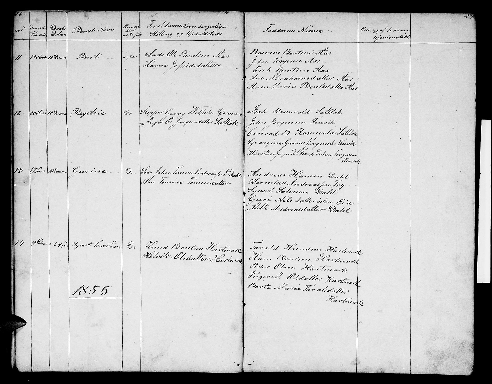 Mandal sokneprestkontor, SAK/1111-0030/F/Fb/Fbb/L0003: Parish register (copy) no. B 3, 1848-1877, p. 26-27