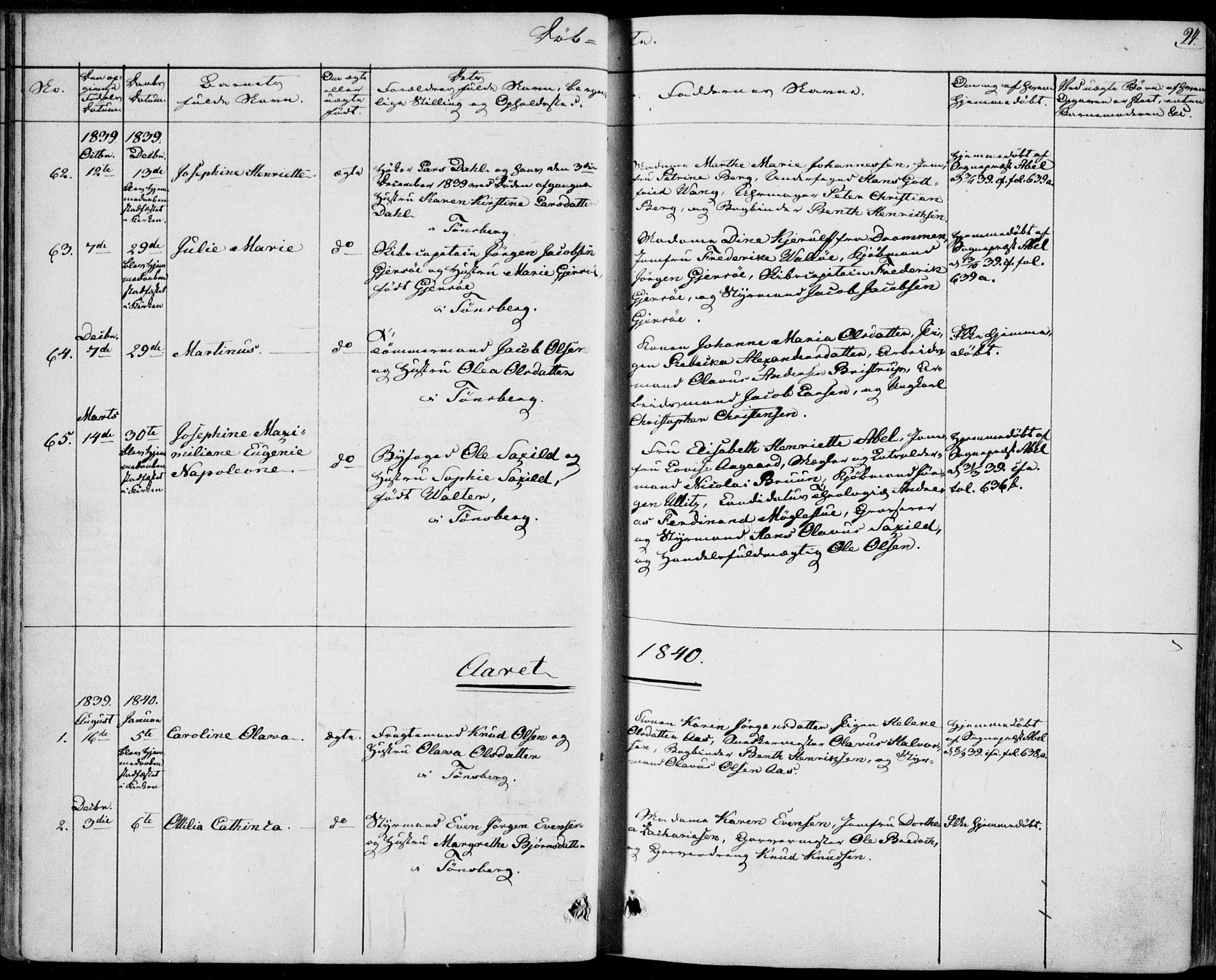 Tønsberg kirkebøker, AV/SAKO-A-330/F/Fa/L0006: Parish register (official) no. I 6, 1836-1844, p. 24