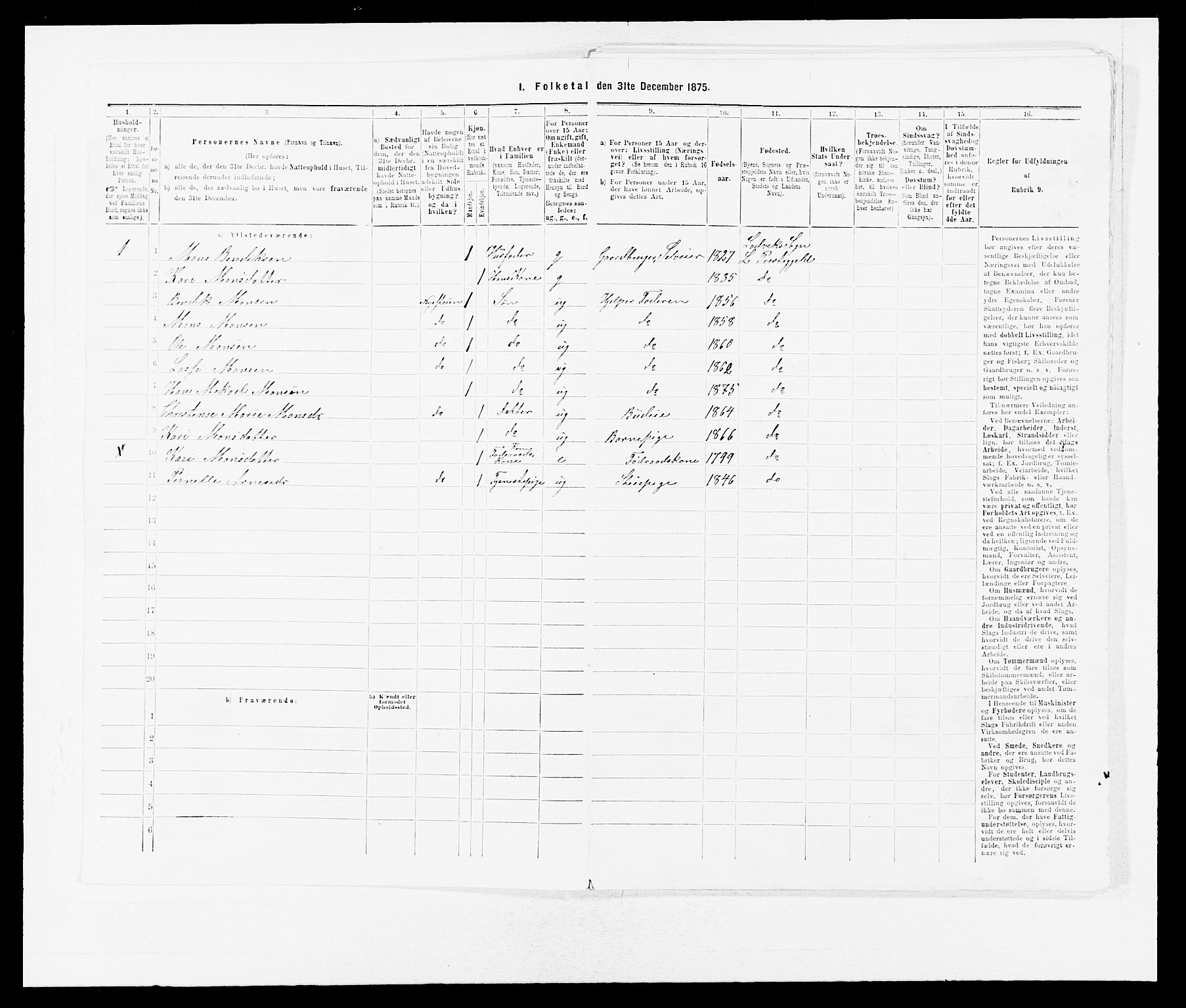 SAB, 1875 census for 1415P Lavik, 1875, p. 219