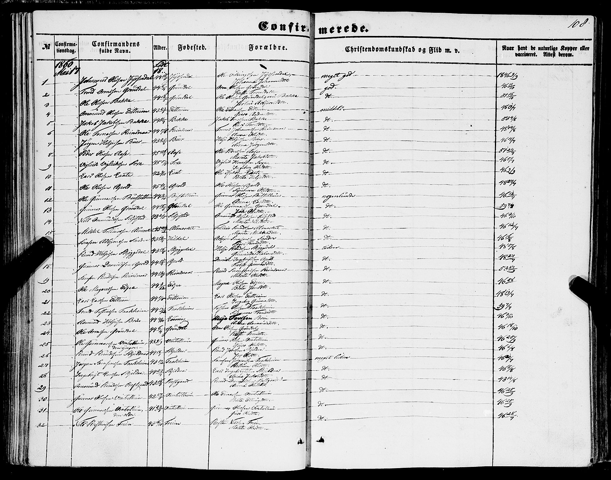 Ullensvang sokneprestembete, SAB/A-78701/H/Haa: Parish register (official) no. A 11, 1854-1866, p. 108