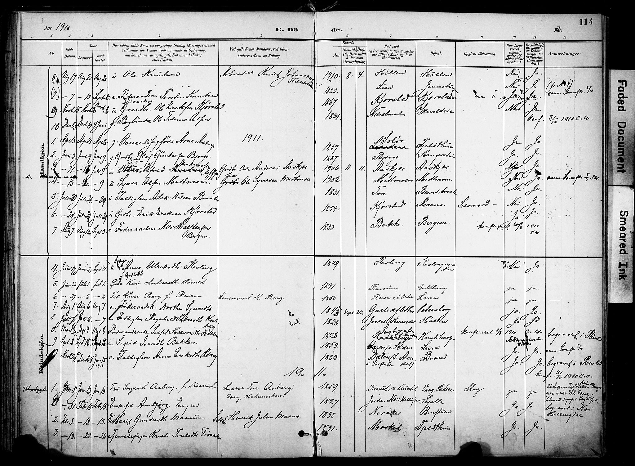 Nord-Aurdal prestekontor, SAH/PREST-132/H/Ha/Haa/L0014: Parish register (official) no. 14, 1896-1912, p. 114