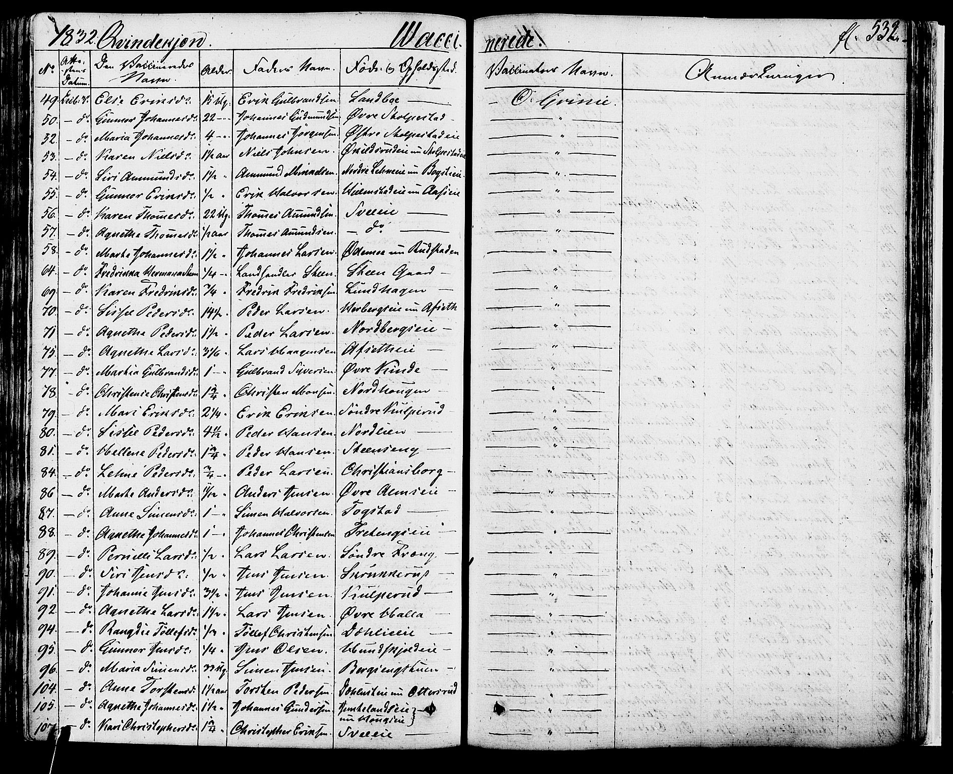 Ringsaker prestekontor, SAH/PREST-014/K/Ka/L0007: Parish register (official) no. 7B, 1826-1837, p. 532