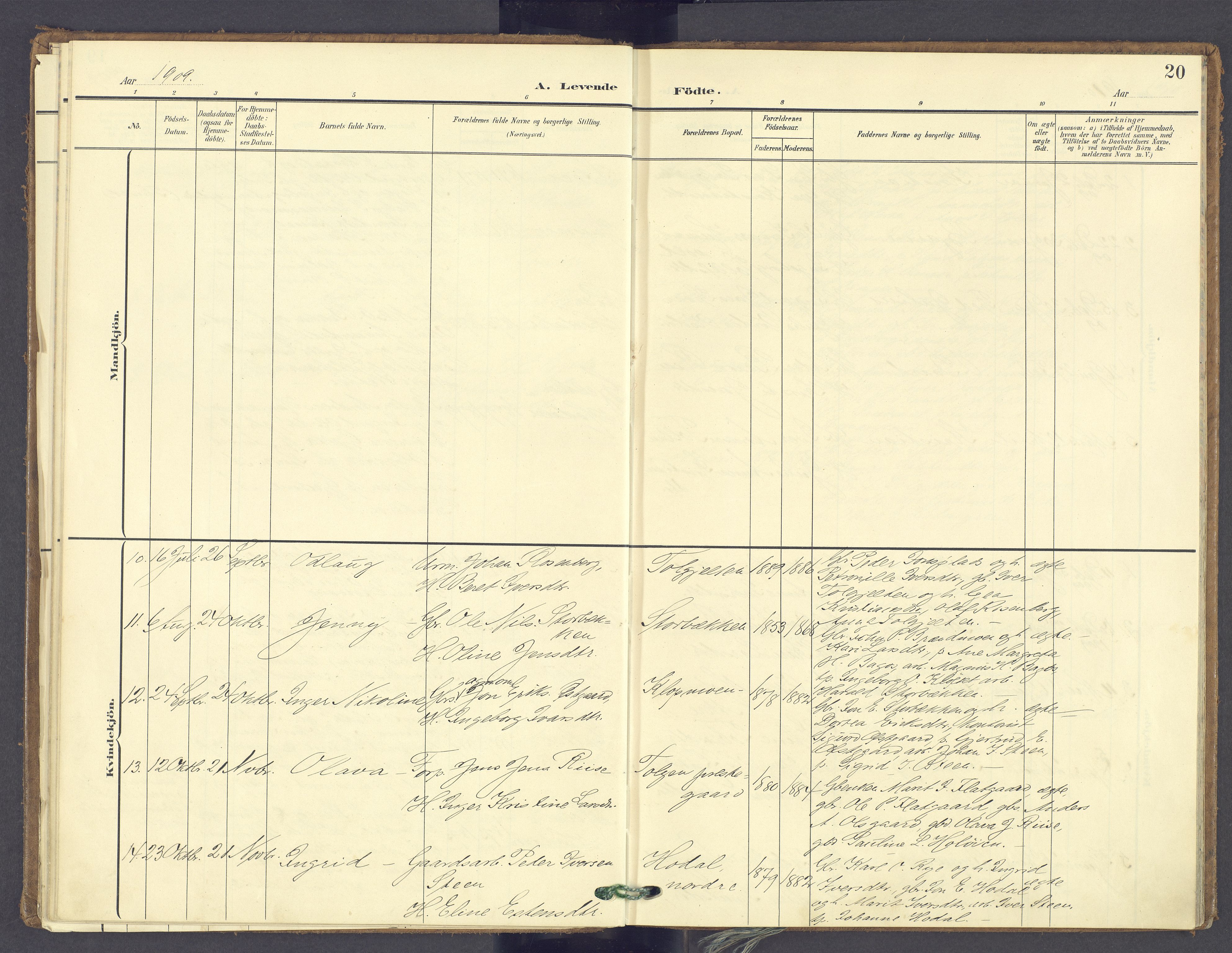 Tolga prestekontor, AV/SAH-PREST-062/K/L0014: Parish register (official) no. 14, 1903-1929, p. 20