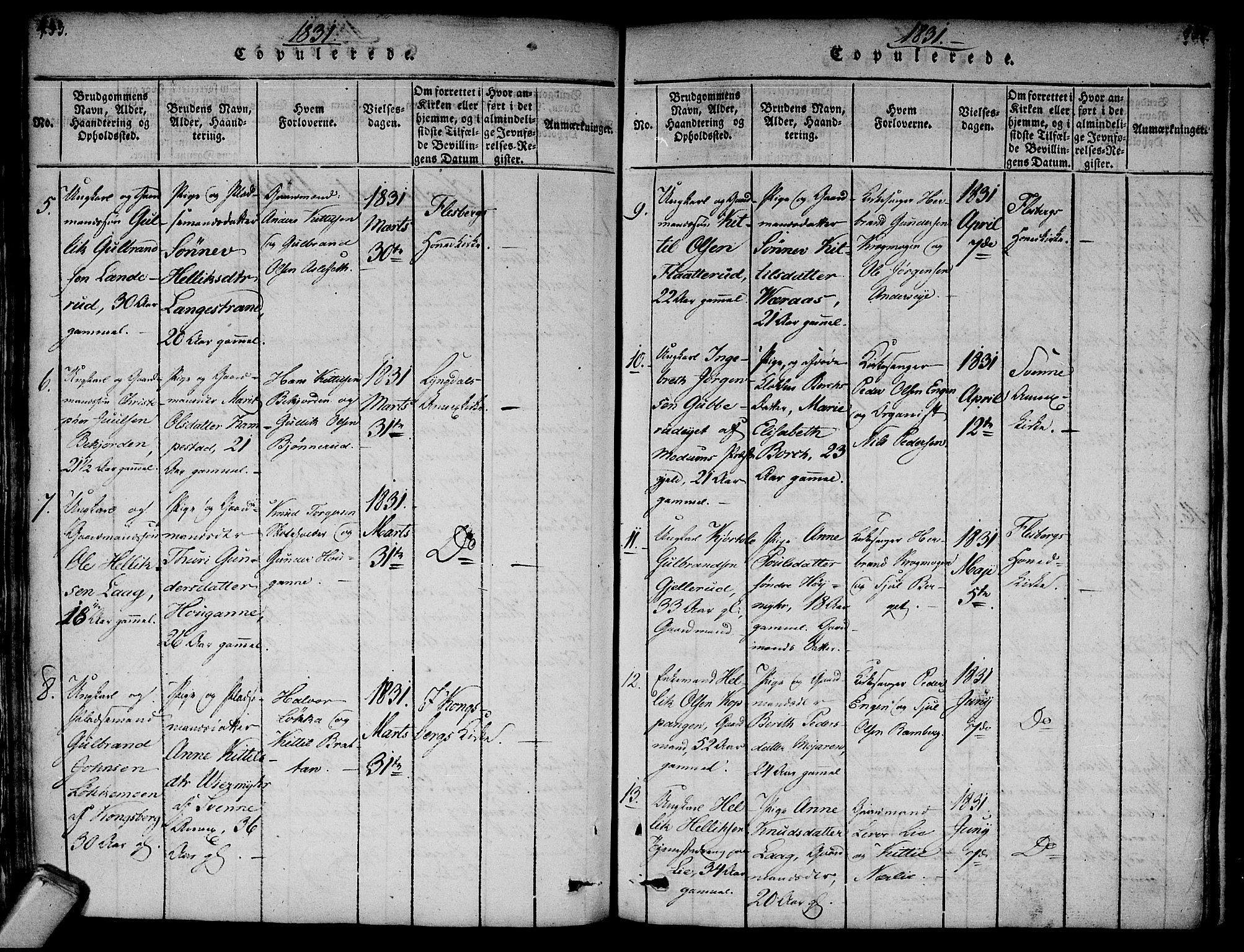 Flesberg kirkebøker, AV/SAKO-A-18/F/Fa/L0005: Parish register (official) no. I 5, 1816-1834, p. 433-434