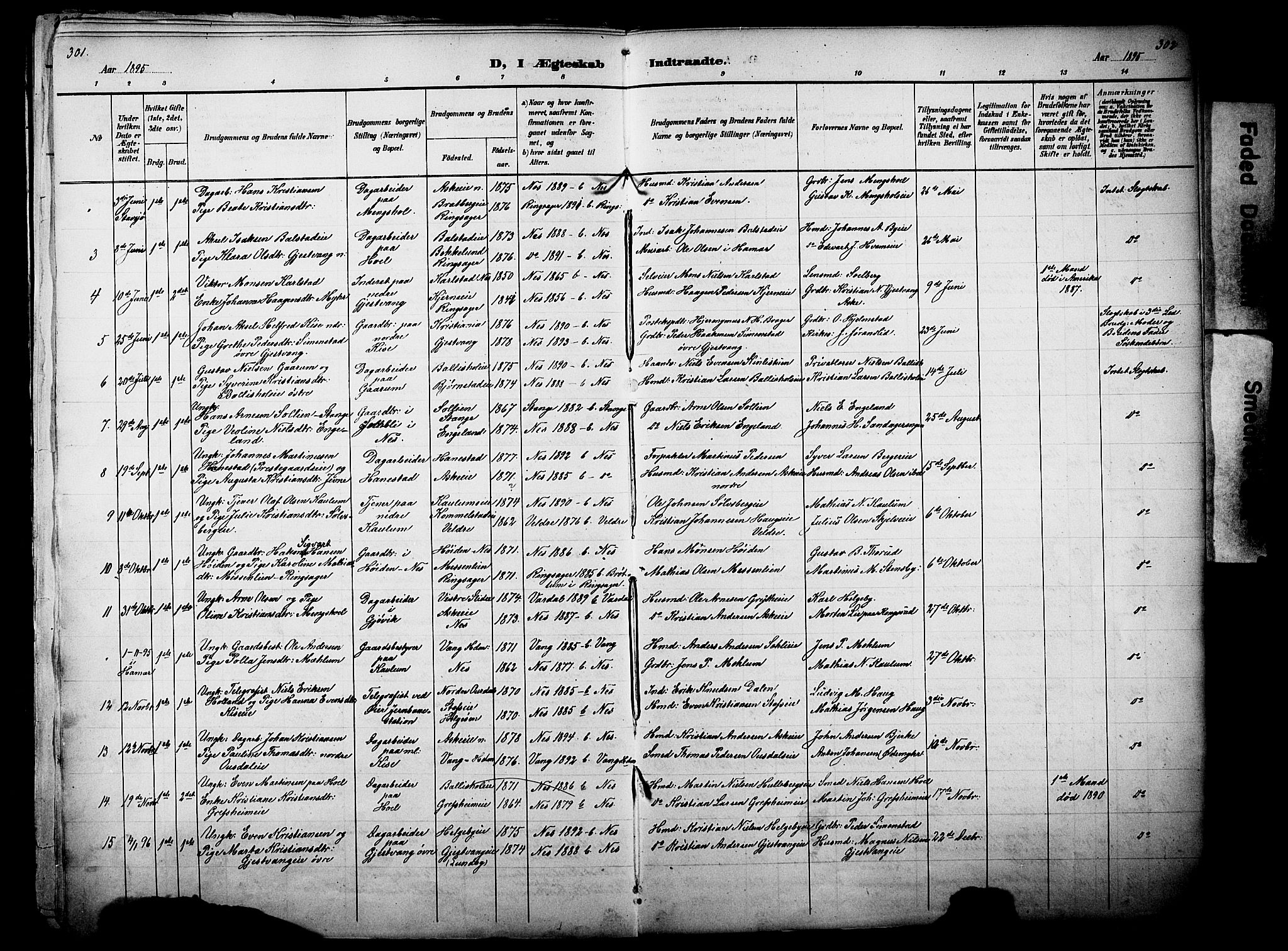 Nes prestekontor, Hedmark, AV/SAH-PREST-020/L/La/L0006: Parish register (copy) no. 6, 1890-1932, p. 301-302