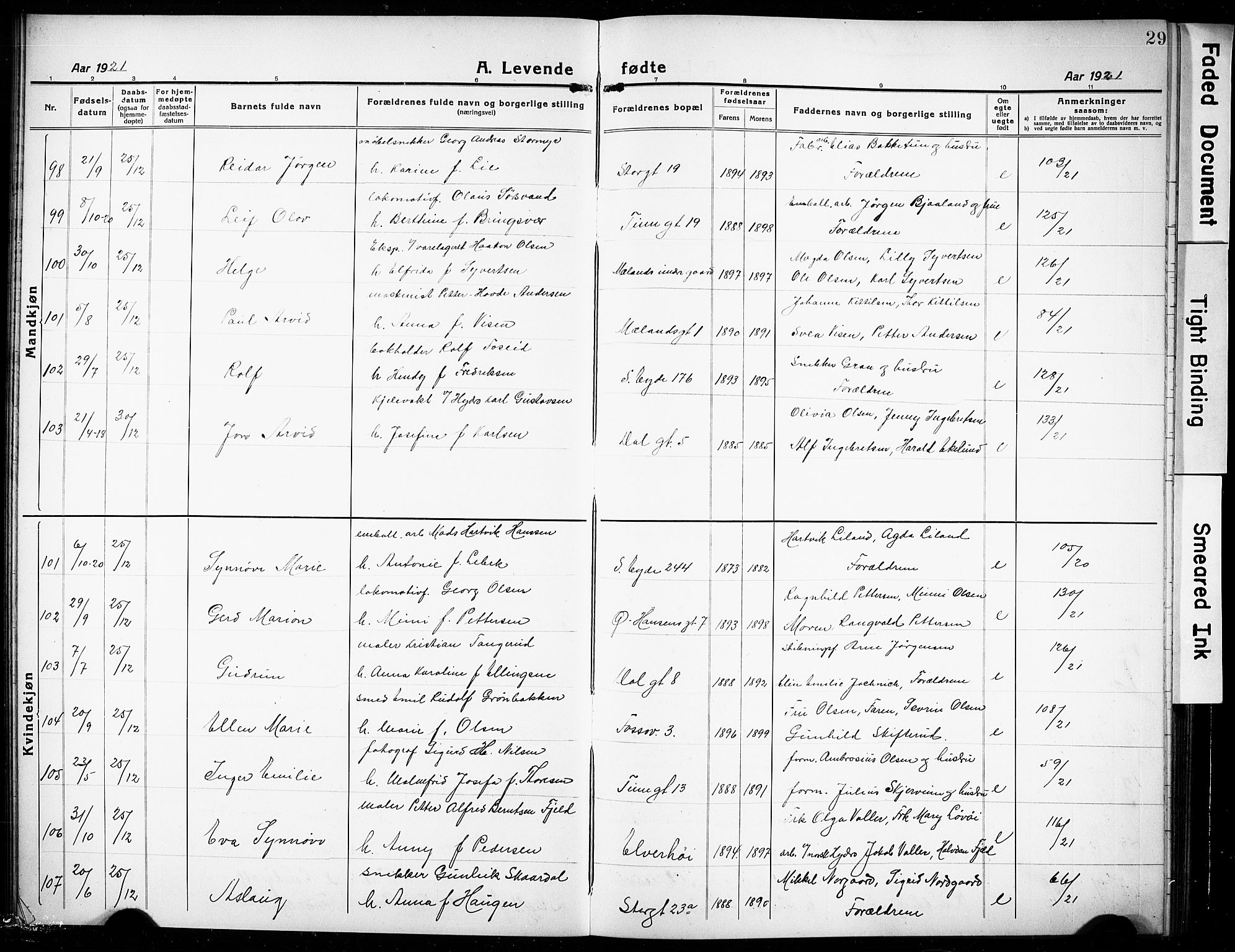 Rjukan kirkebøker, SAKO/A-294/G/Ga/L0003: Parish register (copy) no. 3, 1920-1928, p. 29