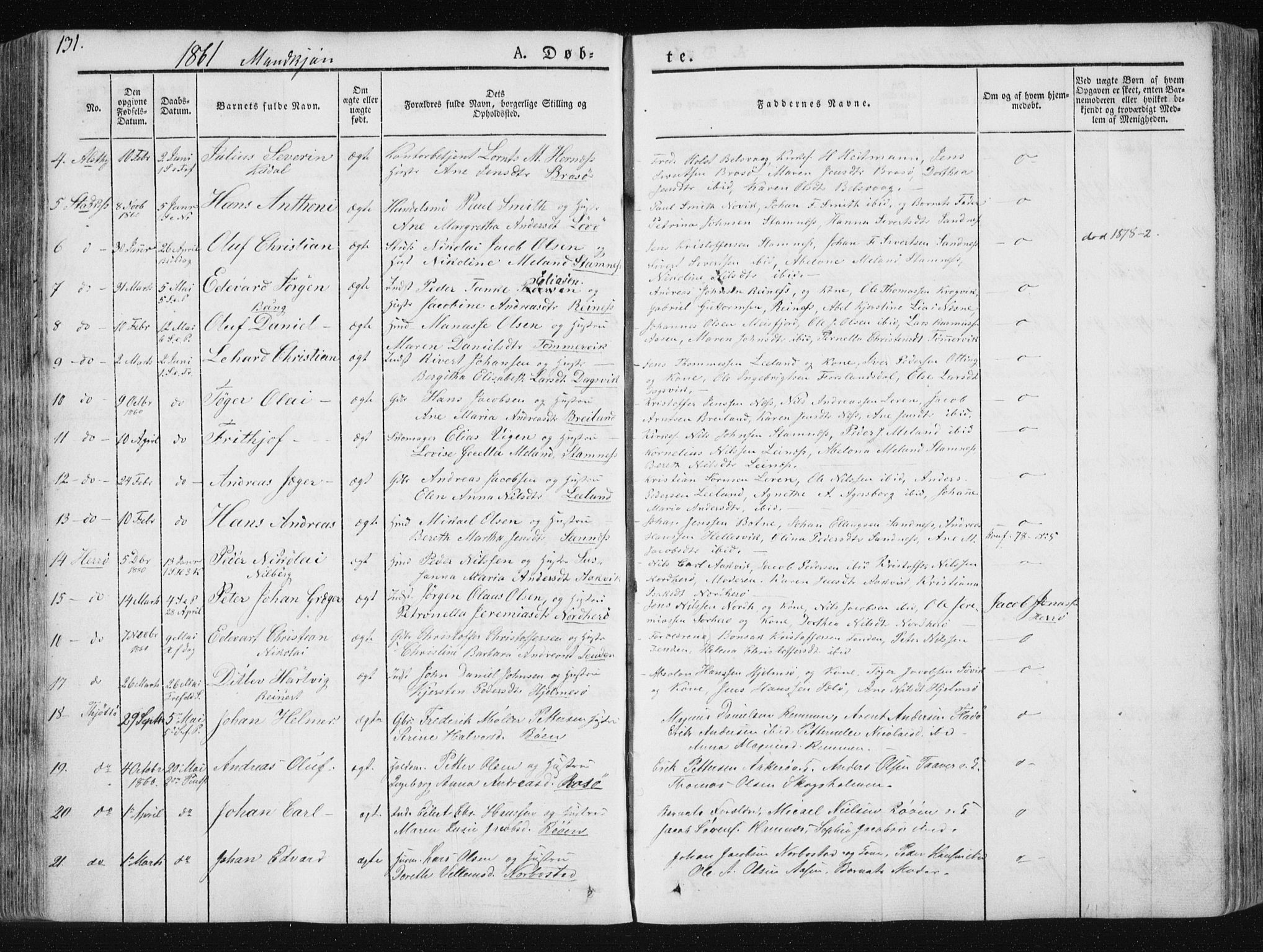 Ministerialprotokoller, klokkerbøker og fødselsregistre - Nordland, AV/SAT-A-1459/830/L0446: Parish register (official) no. 830A10, 1831-1865, p. 131