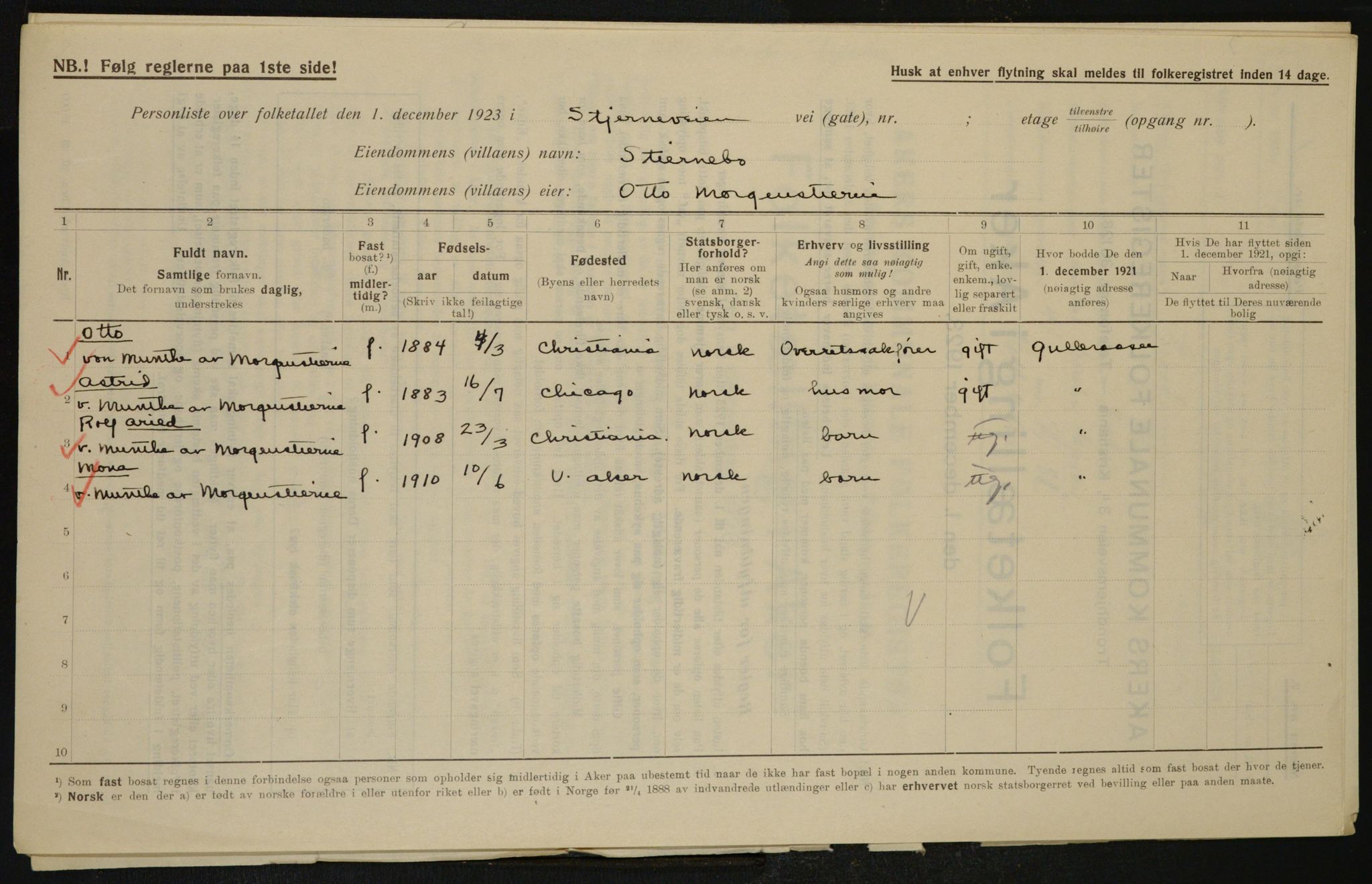 , Municipal Census 1923 for Aker, 1923, p. 10205