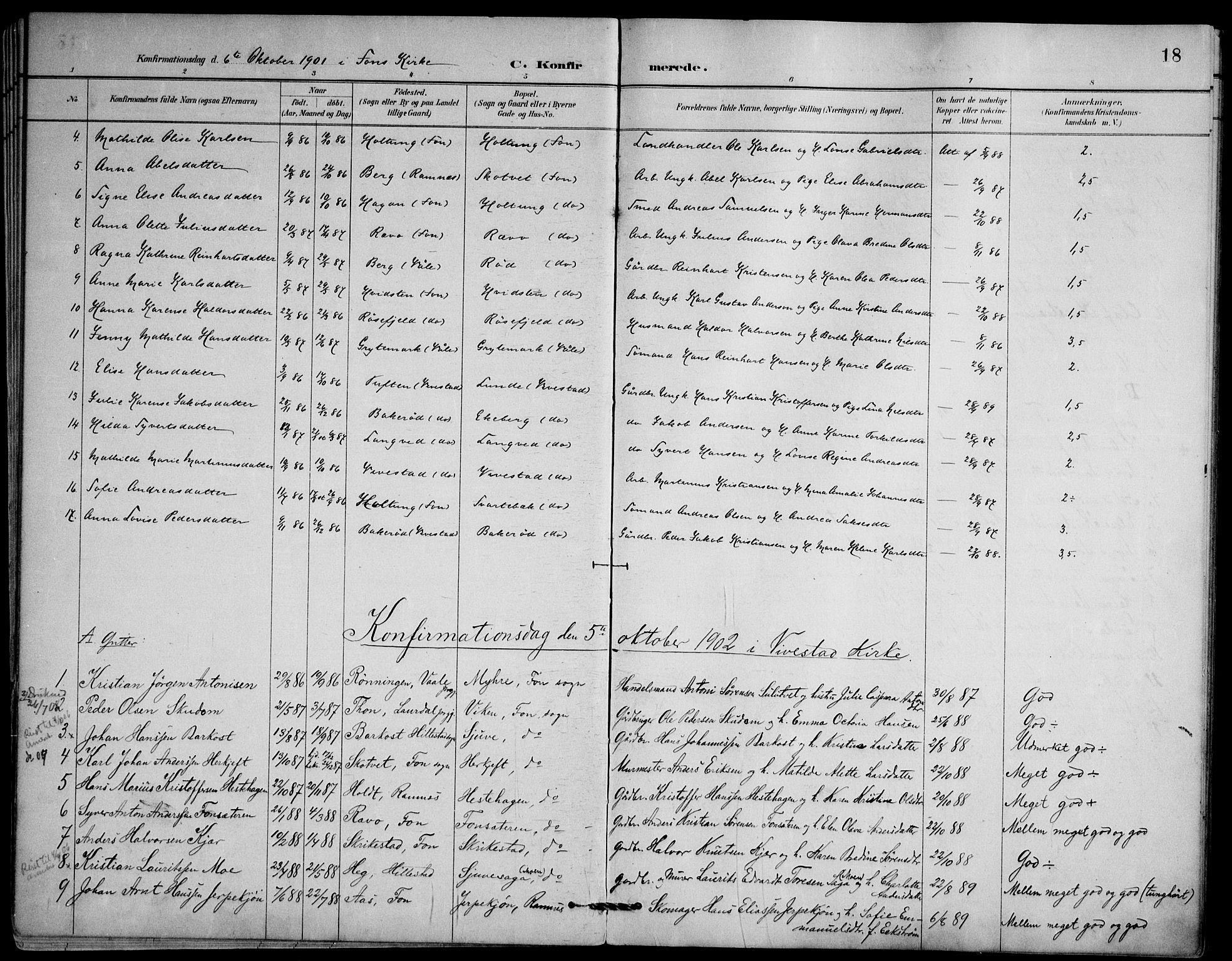 Ramnes kirkebøker, AV/SAKO-A-314/F/Fd/L0003: Curate's parish register no. IV 3, 1887-1907, p. 18