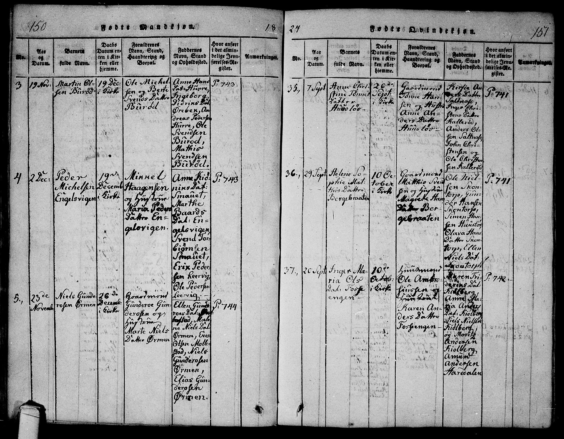 Onsøy prestekontor Kirkebøker, SAO/A-10914/F/Fa/L0002: Parish register (official) no. I 2, 1814-1840, p. 150-151