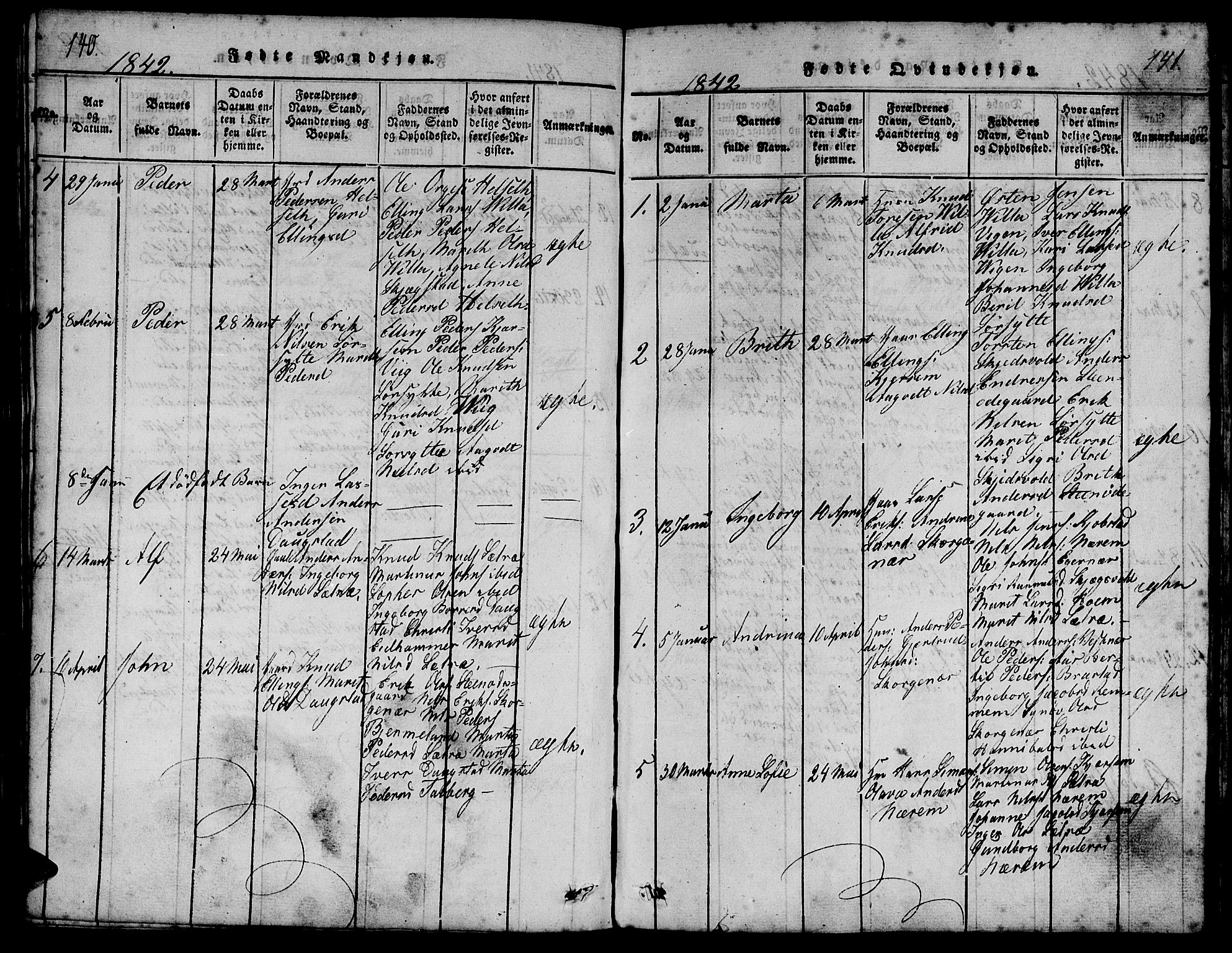 Ministerialprotokoller, klokkerbøker og fødselsregistre - Møre og Romsdal, AV/SAT-A-1454/541/L0544: Parish register (official) no. 541A01, 1818-1847, p. 140-141