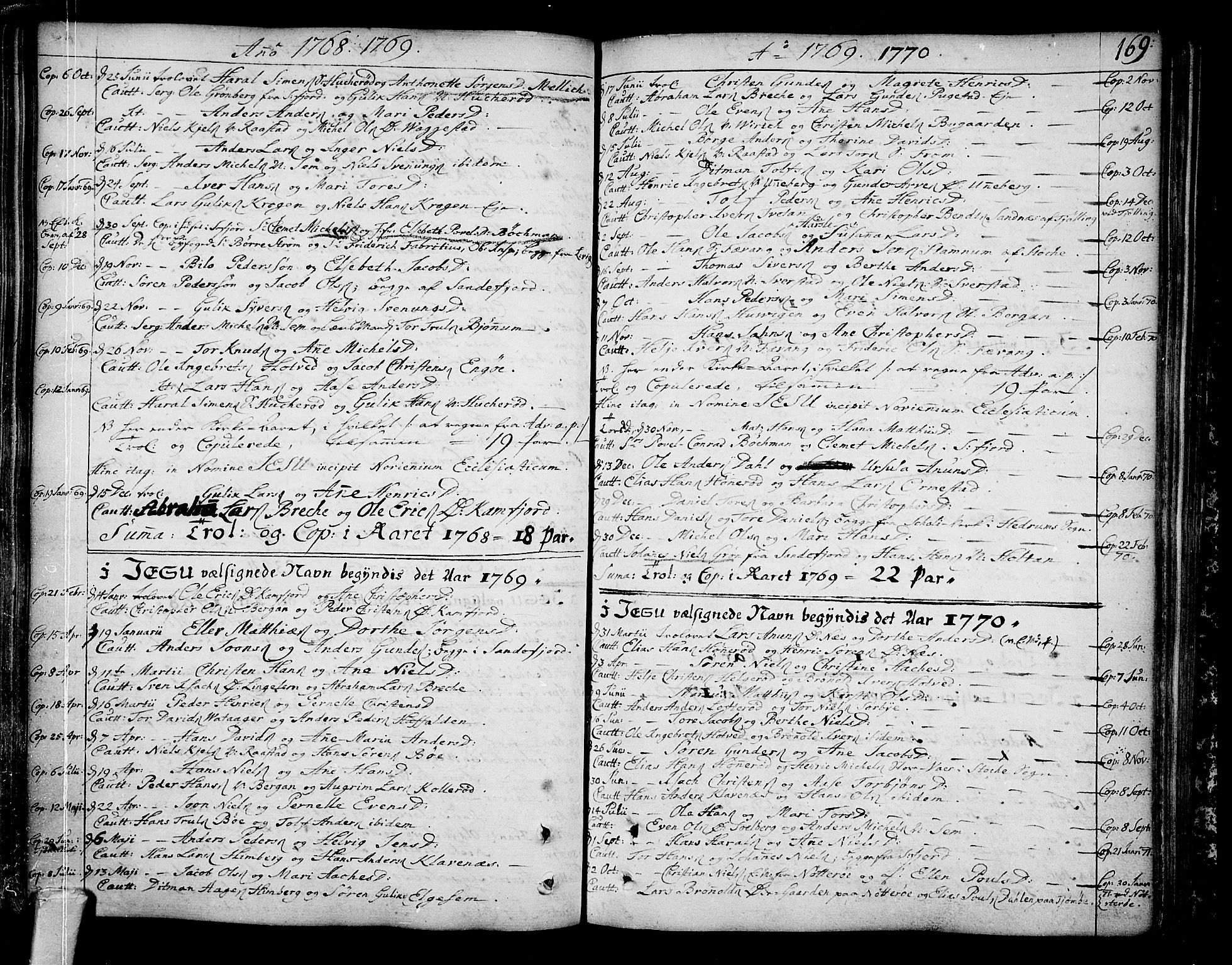 Sandar kirkebøker, SAKO/A-243/F/Fa/L0002: Parish register (official) no. 2, 1733-1788, p. 169