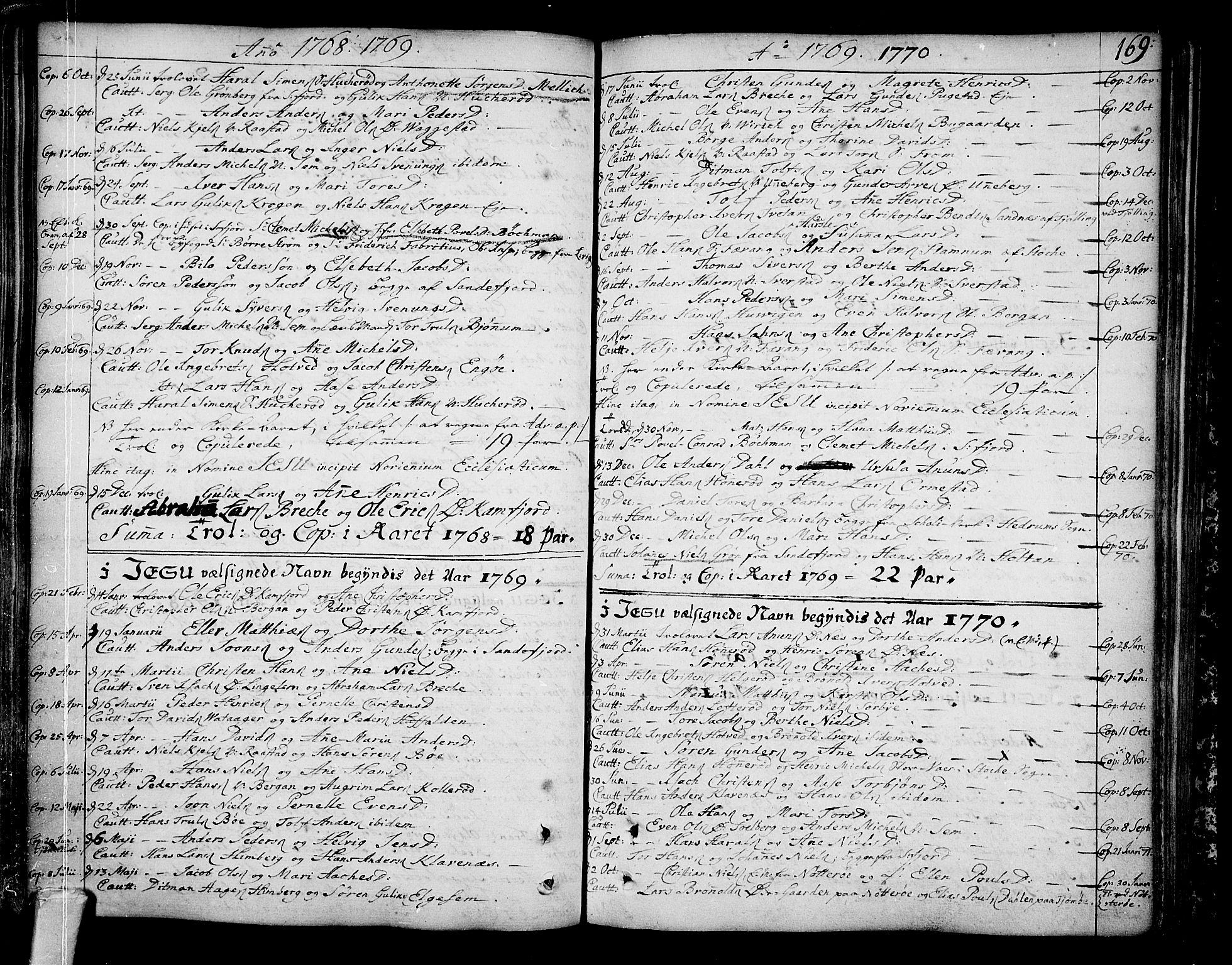 Sandar kirkebøker, AV/SAKO-A-243/F/Fa/L0002: Parish register (official) no. 2, 1733-1788, p. 169