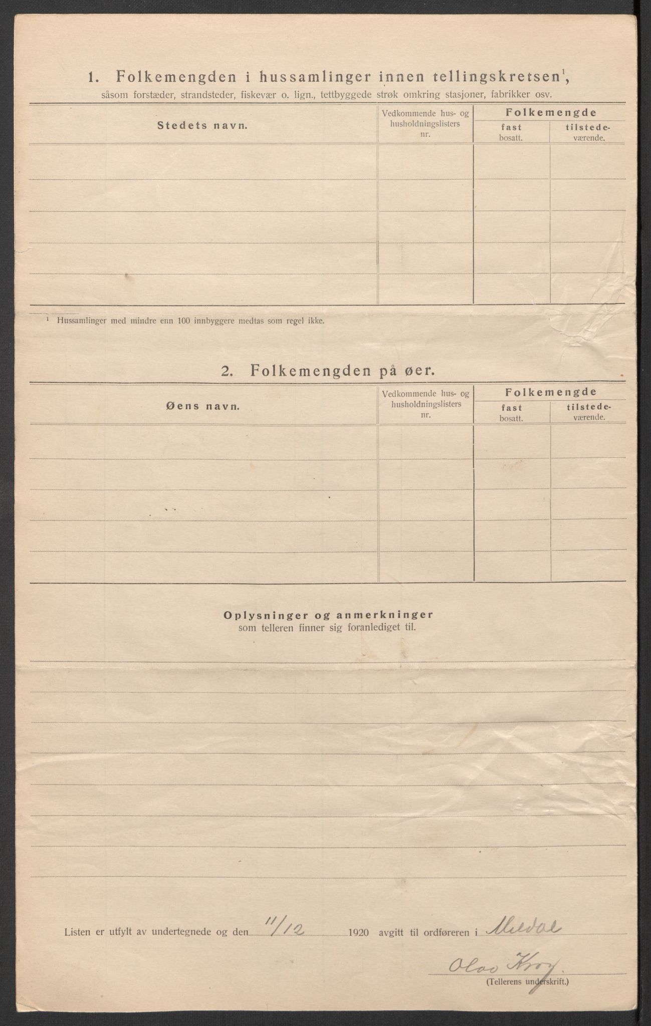 SAT, 1920 census for Meldal, 1920, p. 45