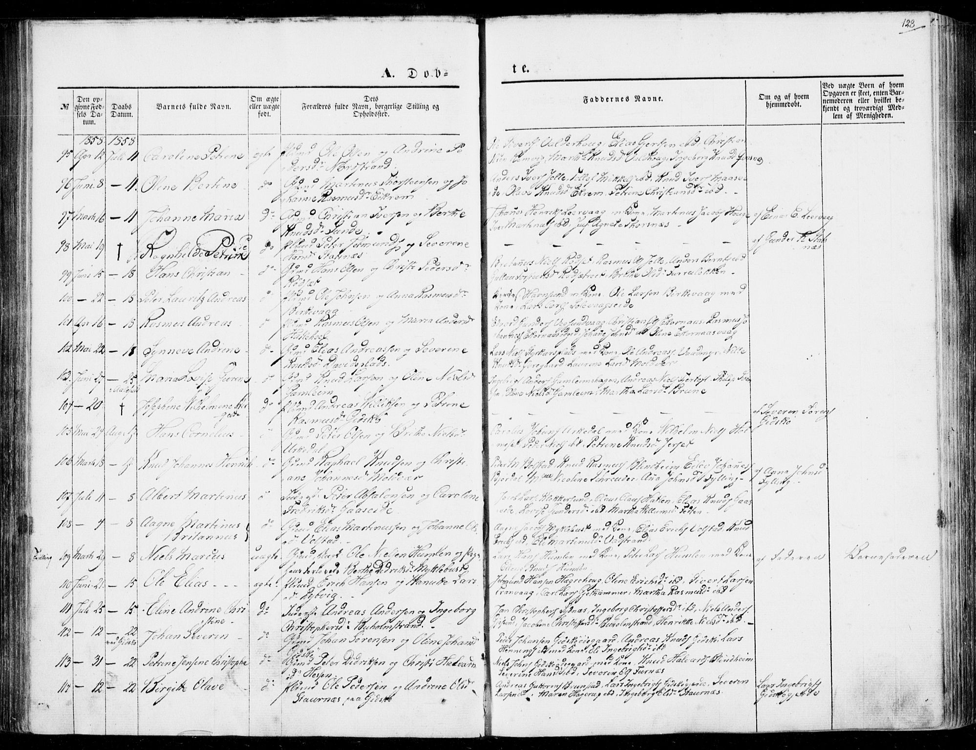 Ministerialprotokoller, klokkerbøker og fødselsregistre - Møre og Romsdal, AV/SAT-A-1454/528/L0397: Parish register (official) no. 528A08, 1848-1858, p. 128