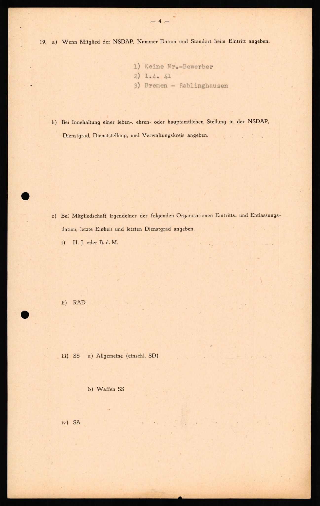 Forsvaret, Forsvarets overkommando II, AV/RA-RAFA-3915/D/Db/L0017: CI Questionaires. Tyske okkupasjonsstyrker i Norge. Tyskere., 1945-1946, p. 41