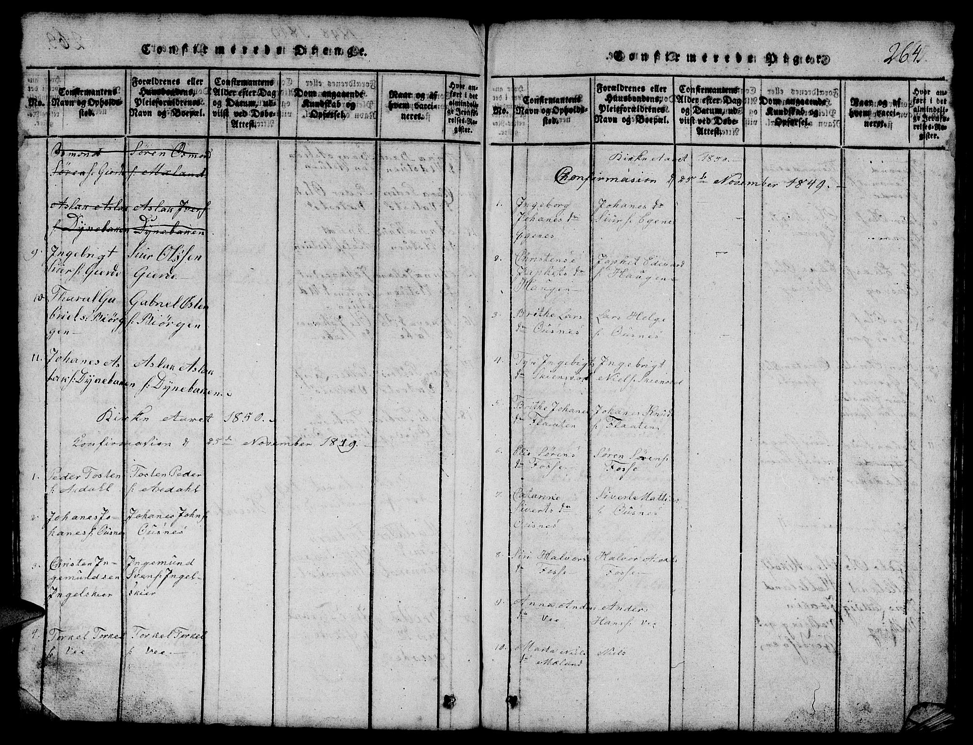 Etne sokneprestembete, SAB/A-75001/H/Hab: Parish register (copy) no. B 1, 1815-1850, p. 264