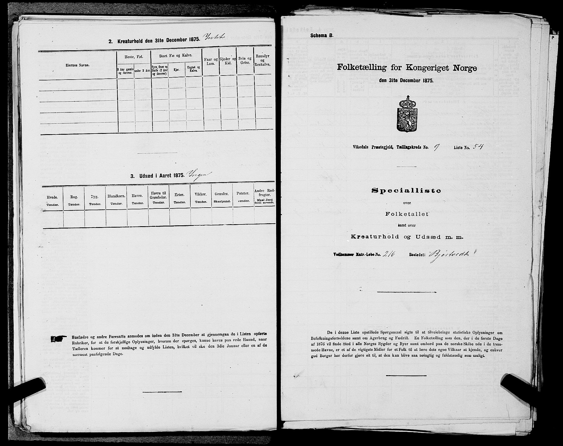 SAST, 1875 census for 1157P Vikedal, 1875, p. 1052