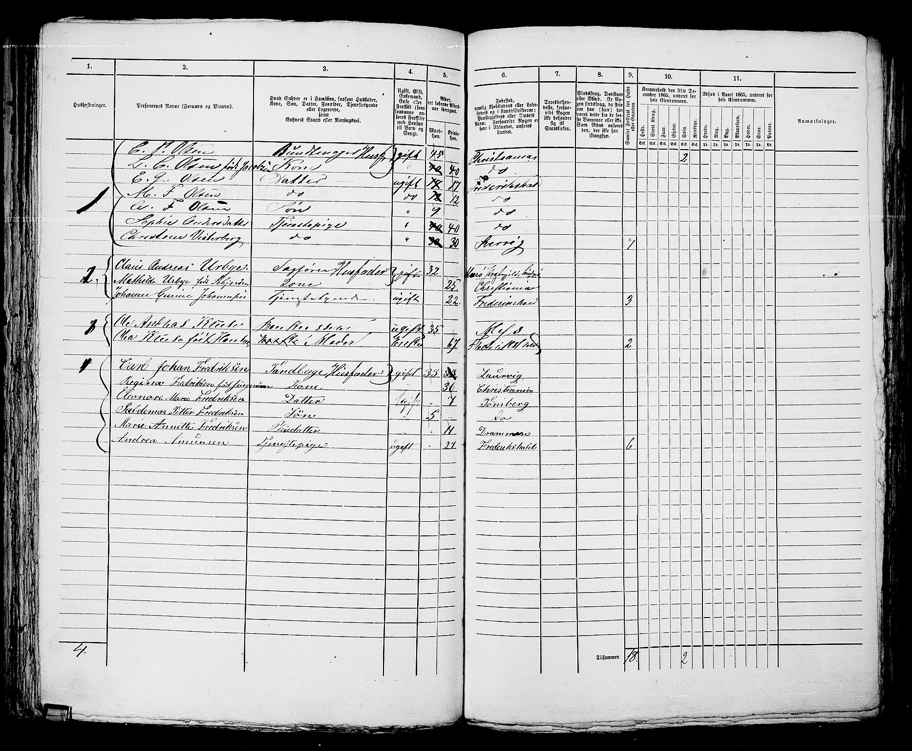 RA, 1865 census for Fredrikshald, 1865, p. 584