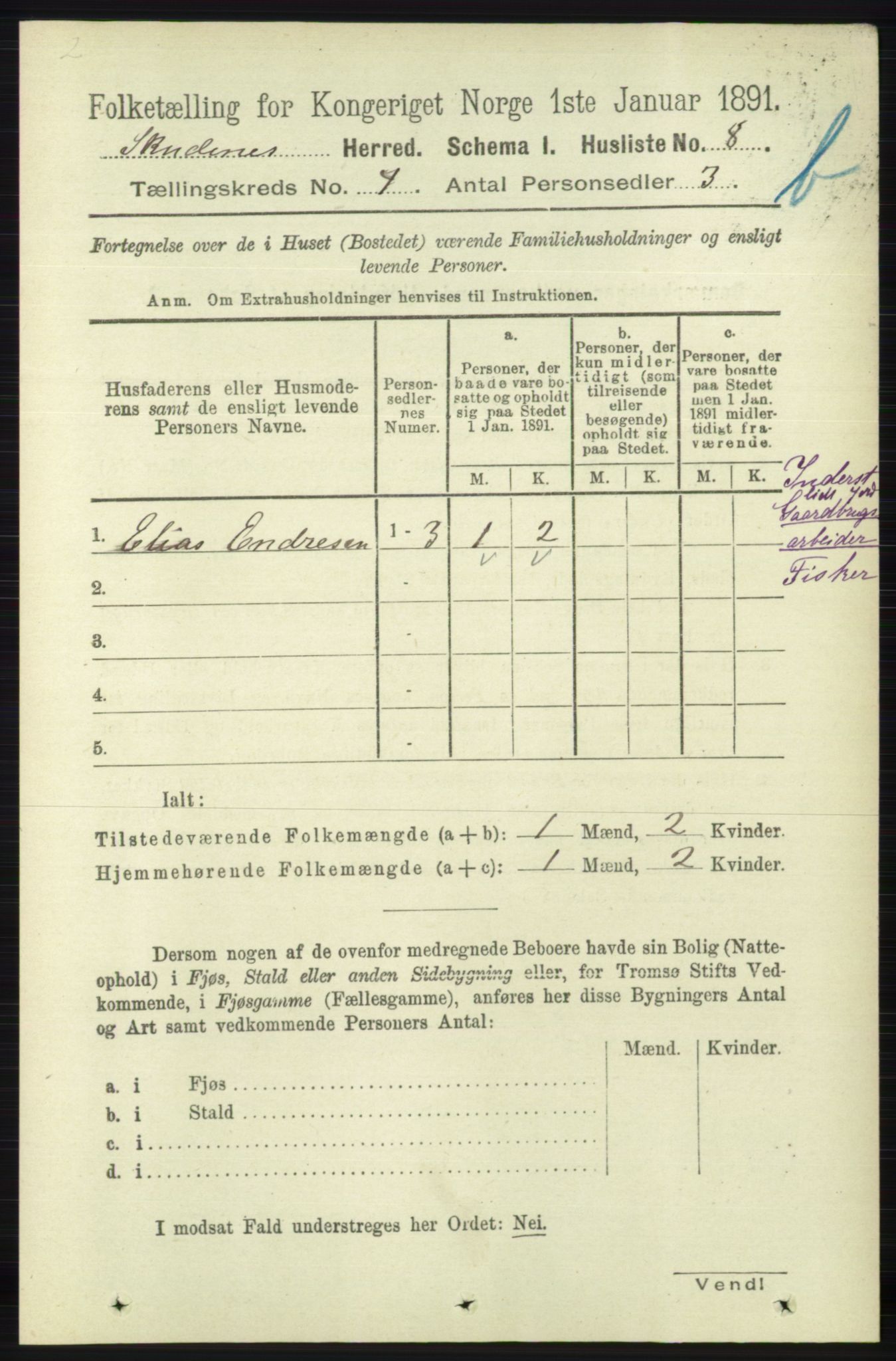 RA, 1891 census for 1150 Skudenes, 1891, p. 4436