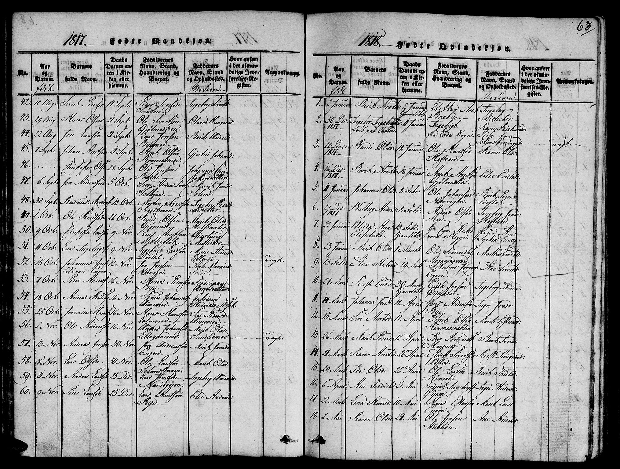 Ministerialprotokoller, klokkerbøker og fødselsregistre - Sør-Trøndelag, SAT/A-1456/668/L0803: Parish register (official) no. 668A03, 1800-1826, p. 63