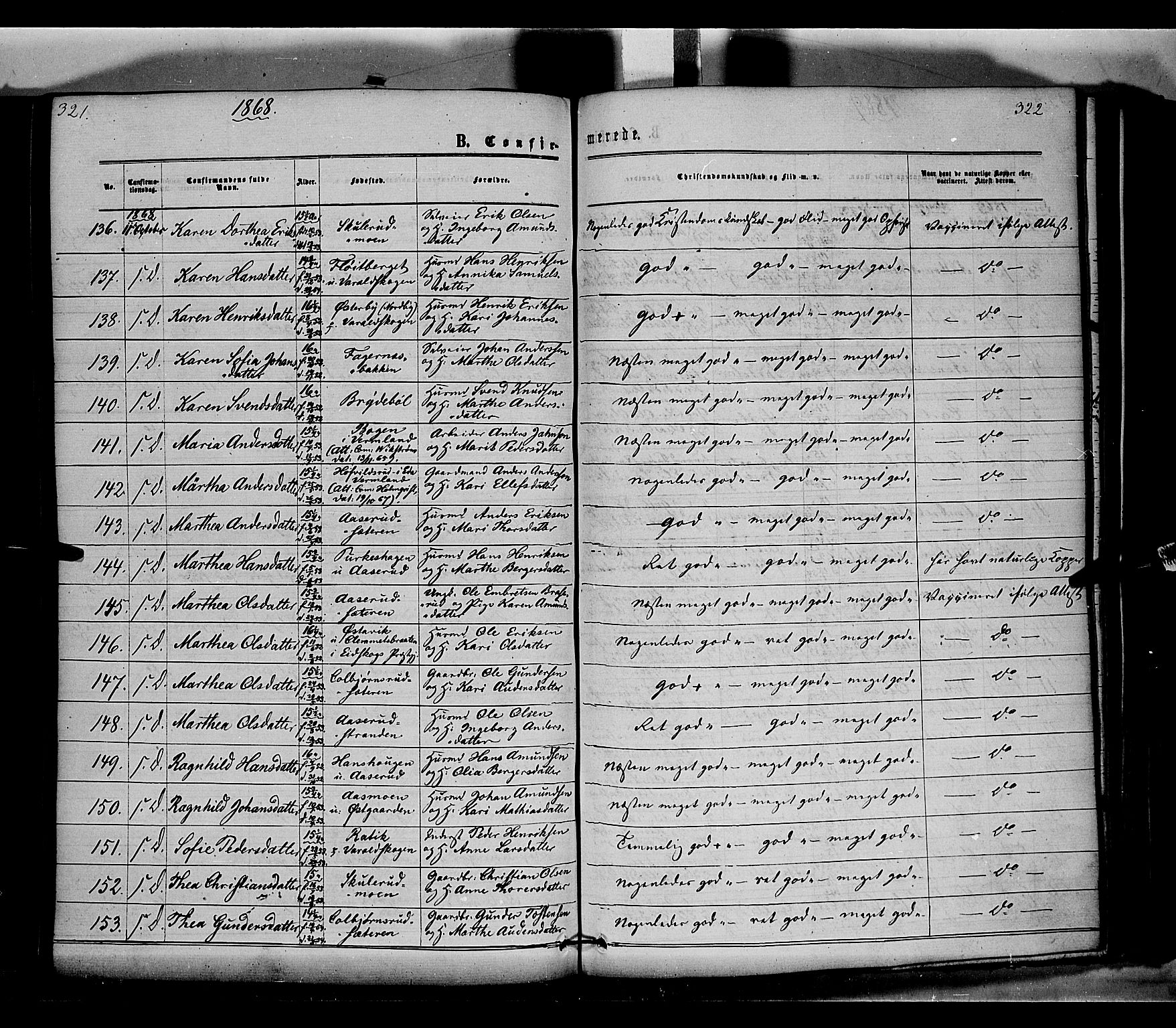 Vinger prestekontor, AV/SAH-PREST-024/H/Ha/Haa/L0011: Parish register (official) no. 11, 1862-1870, p. 322