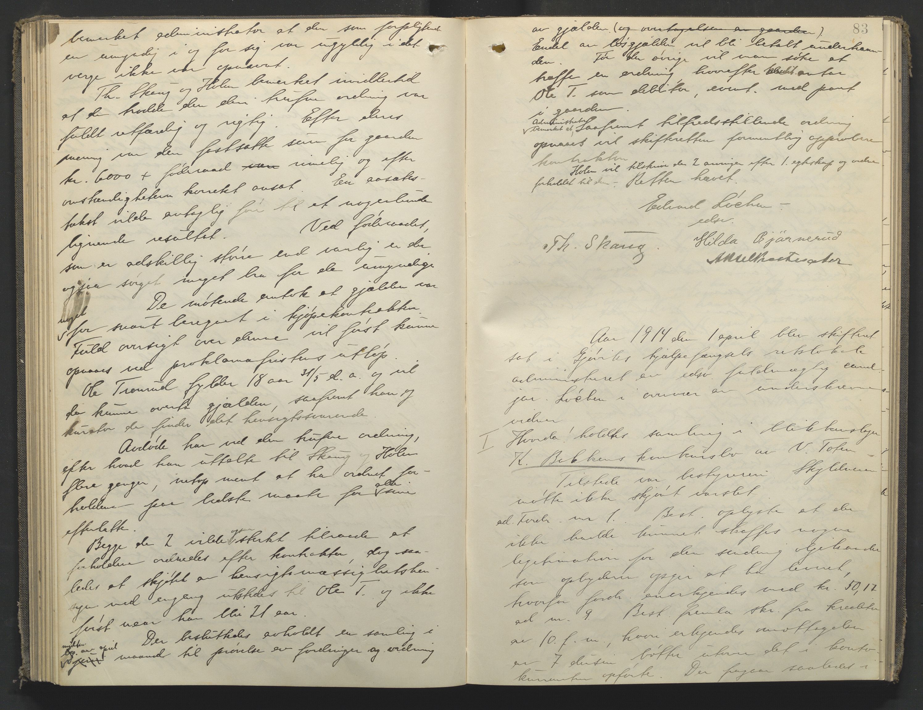 Toten tingrett, AV/SAH-TING-006/J/Jf/L0009: Skiftebehandlingsprotokoll - Vestre Toten, Kolbu og Eina, 1911-1916, p. 83